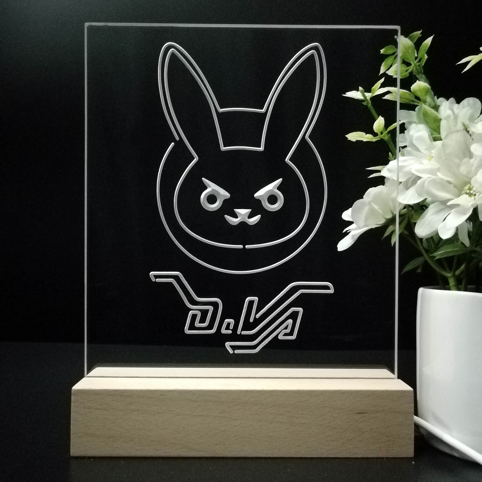 Overwatch Dva 3D Neon LED Night Light Sign Table Lamp