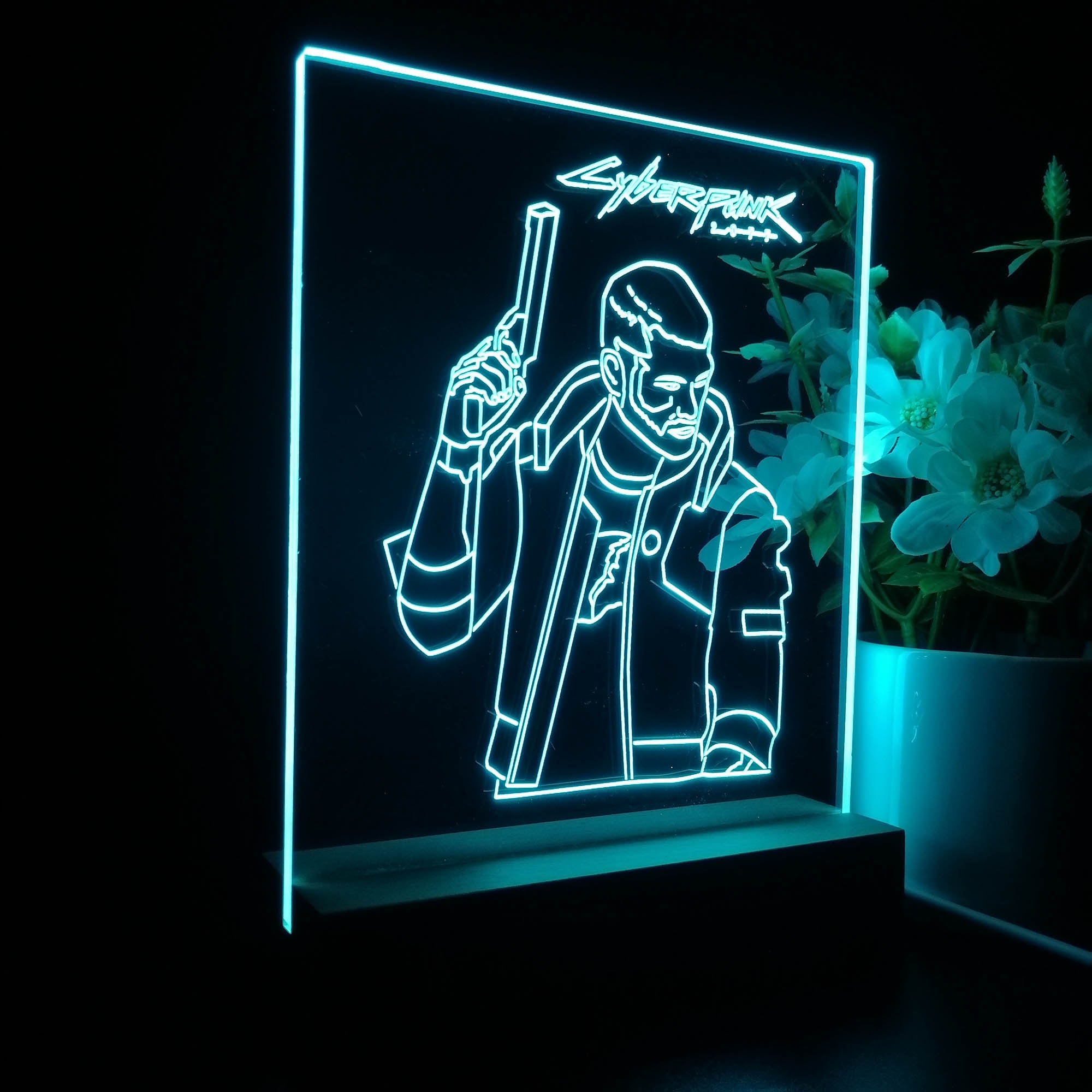 Cyberpunk 2077 Male V 3D Neon LED Night Light Sign Table Lamp