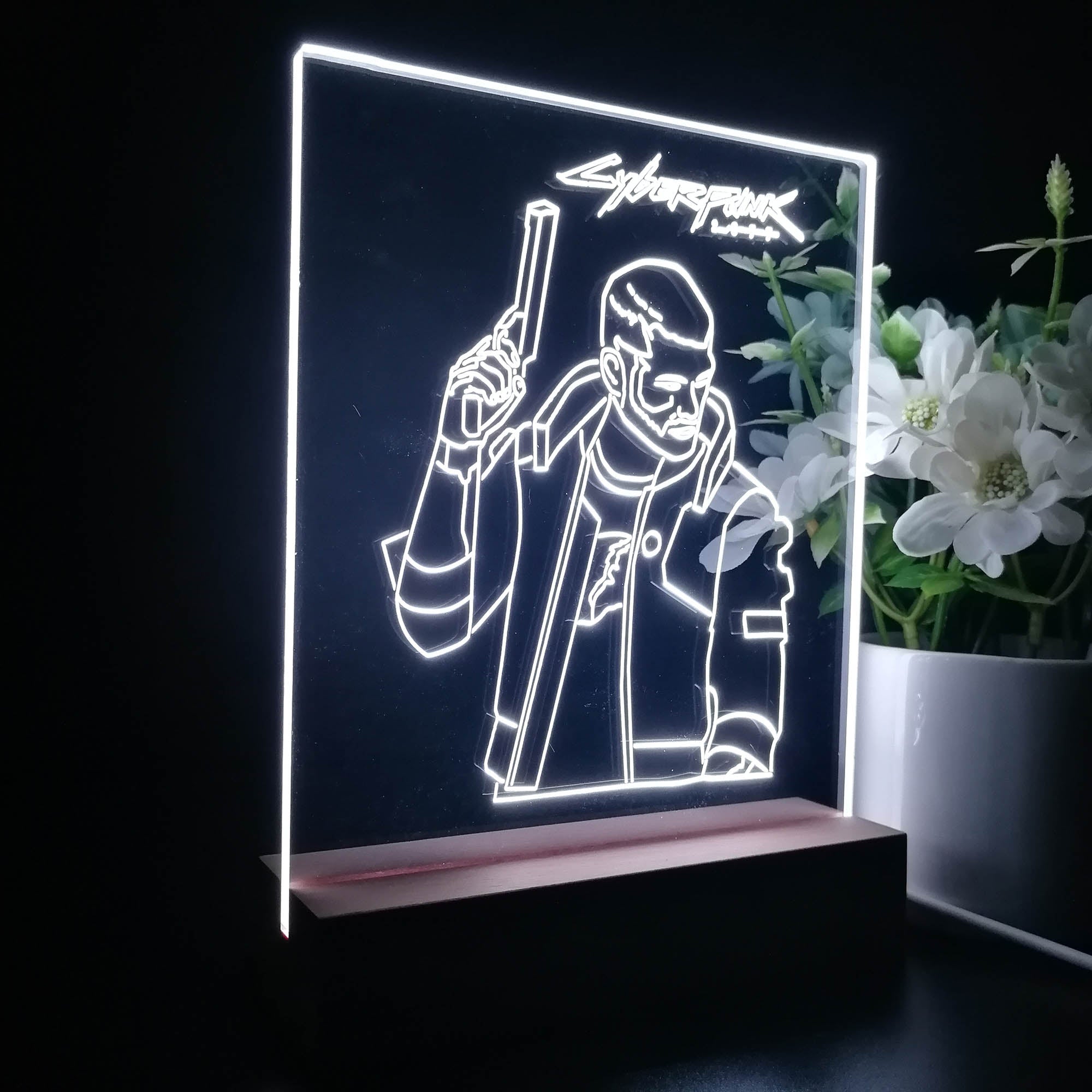 Cyberpunk 2077 Male V 3D Neon LED Night Light Sign Table Lamp