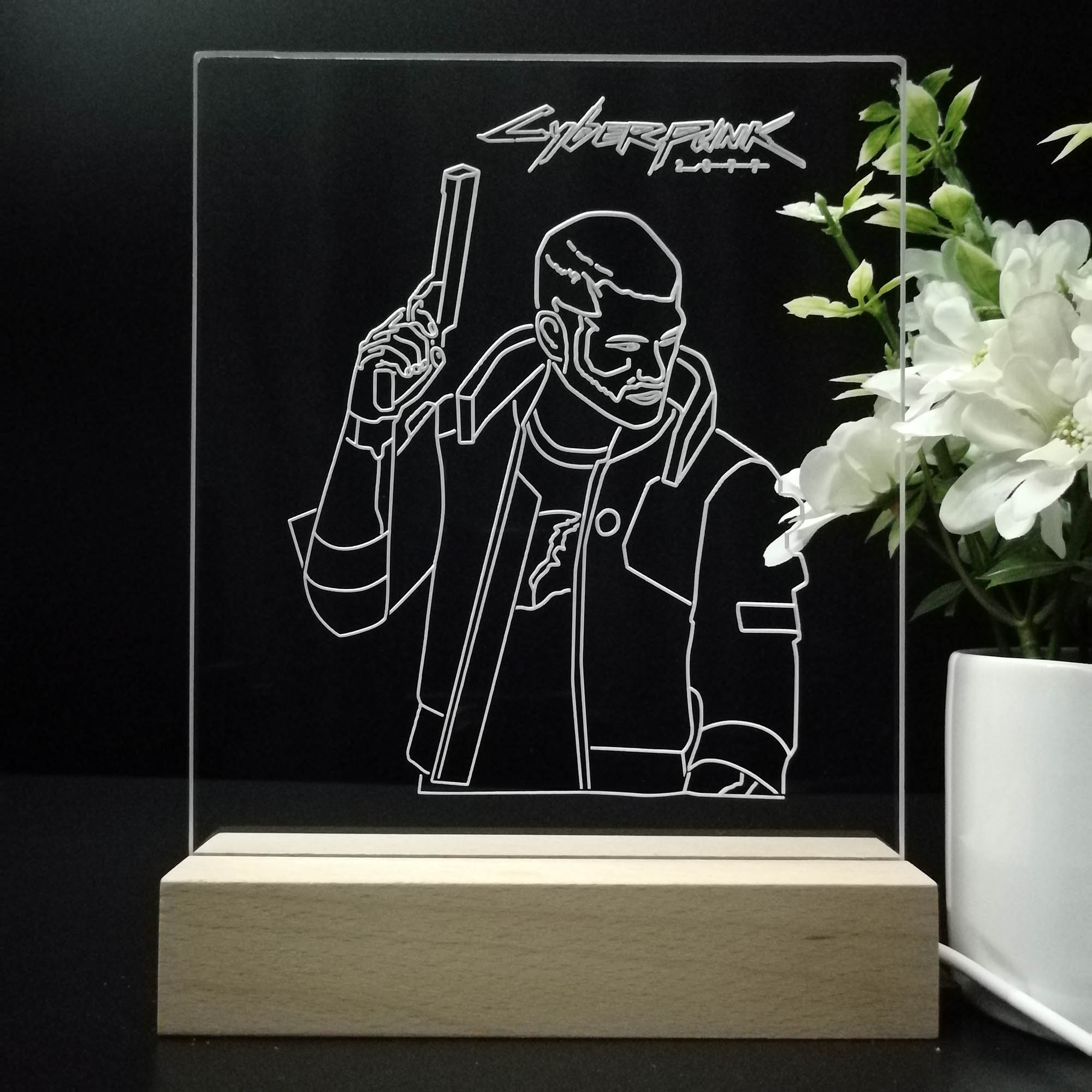 Cyberpunk 2077 Male V 3D Neon LED Night Light Sign Table Lamp