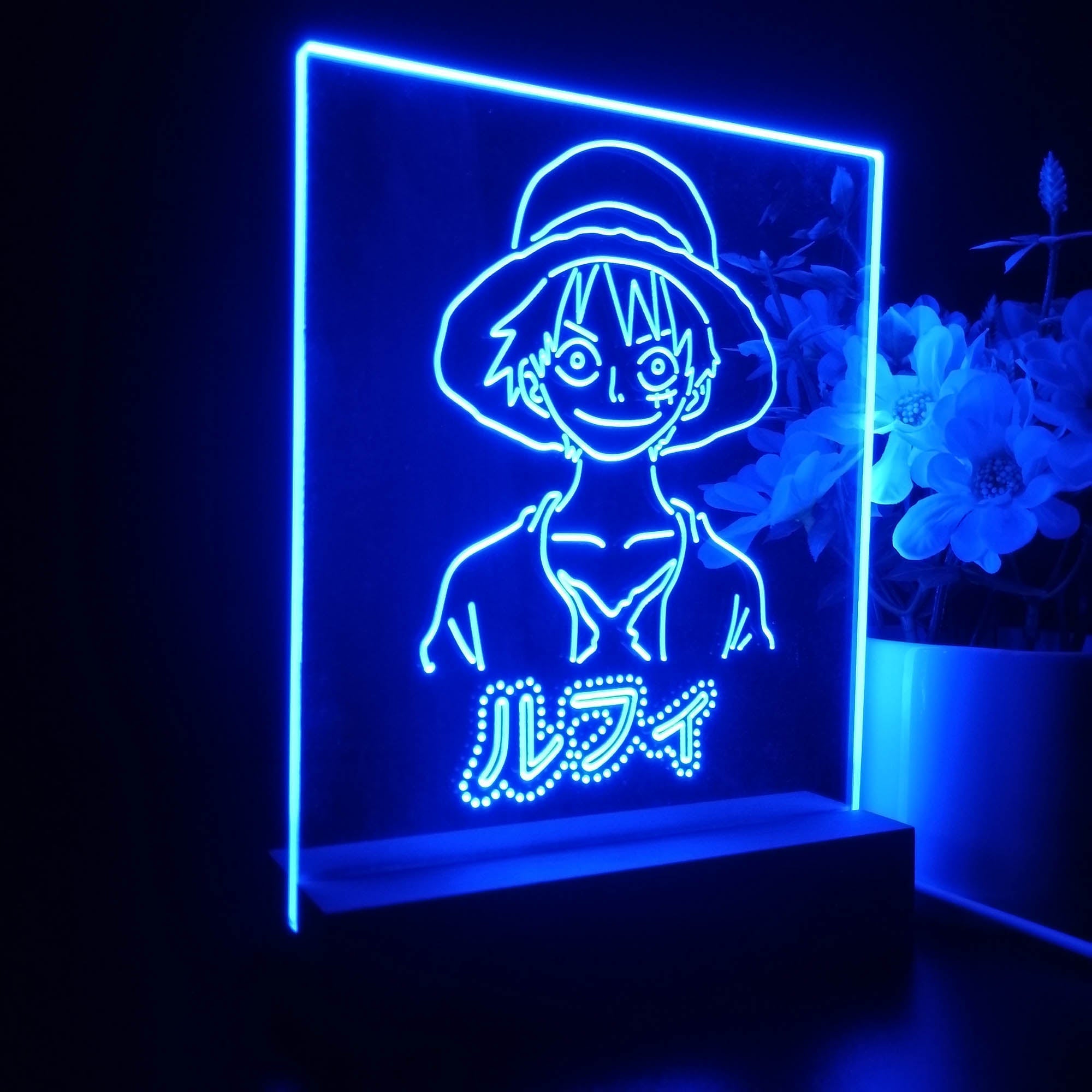 One Piece Monkey D. Luffy 3D LED Optical Illusion Sleep Night Light Table Lamp