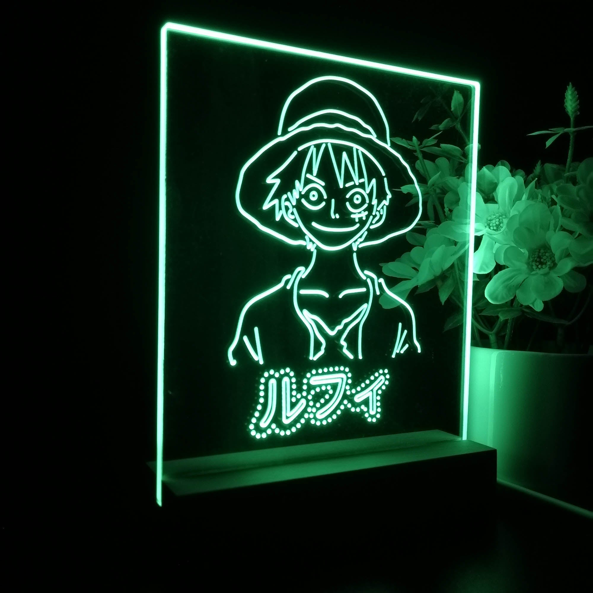 One Piece Monkey D. Luffy 3D LED Optical Illusion Sleep Night Light Table Lamp