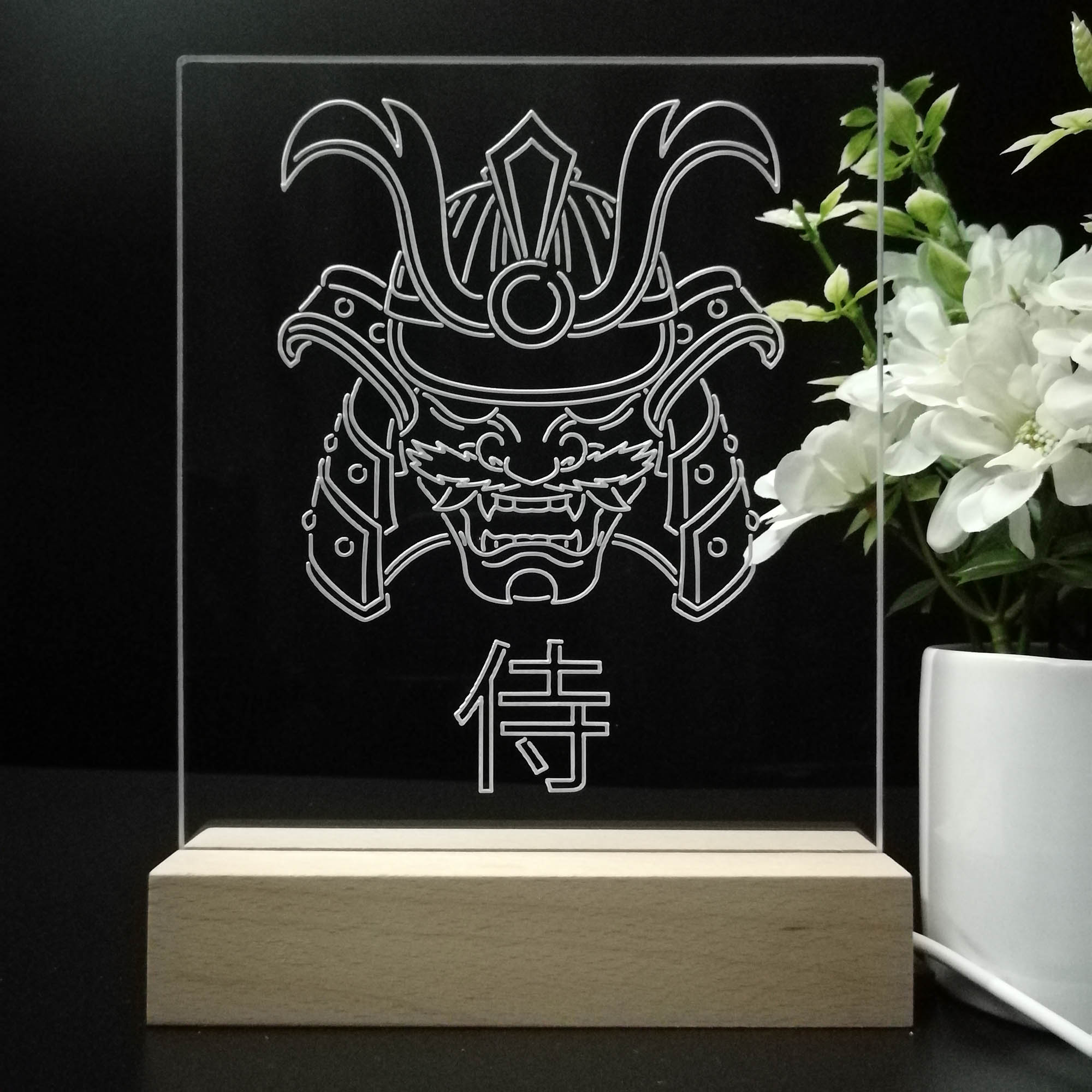 Samurai Head 3D Neon LED Night Light Sign Table Lamp