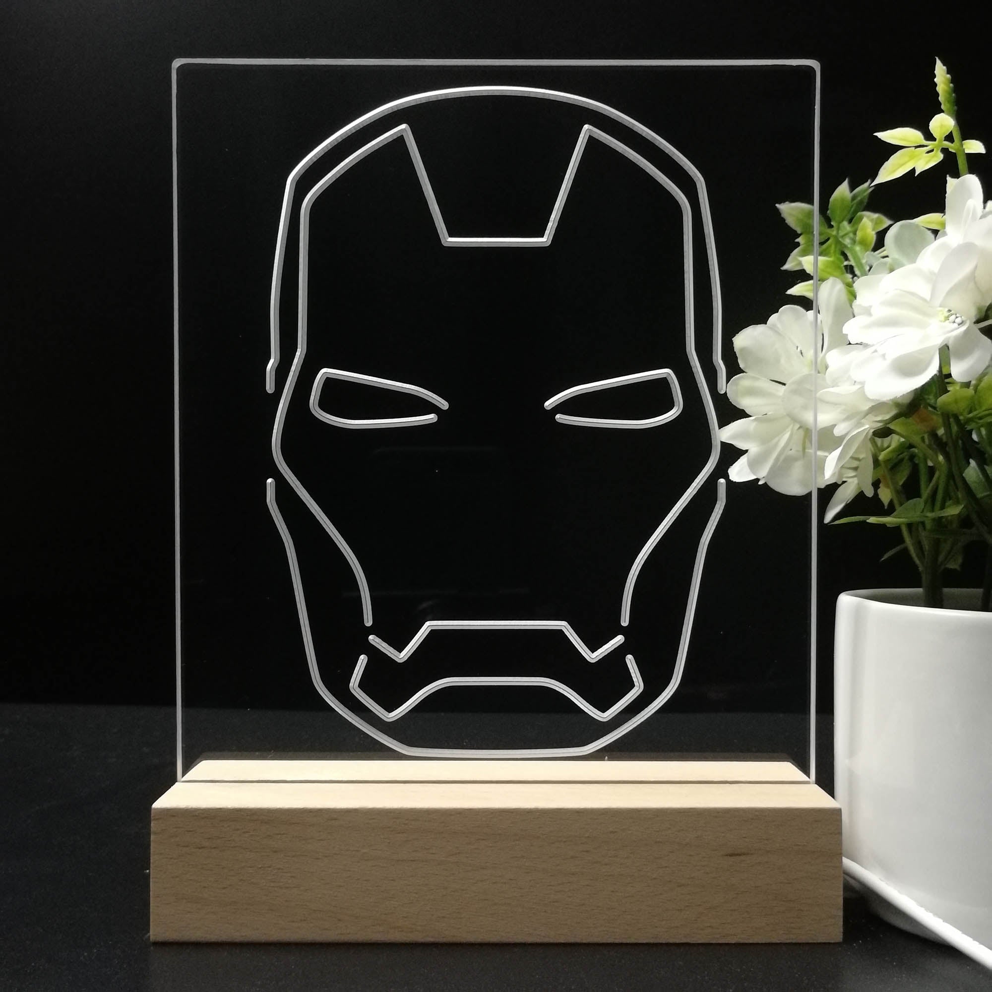 Iron Man Mask Marvels 3D LED Illusion Night Light