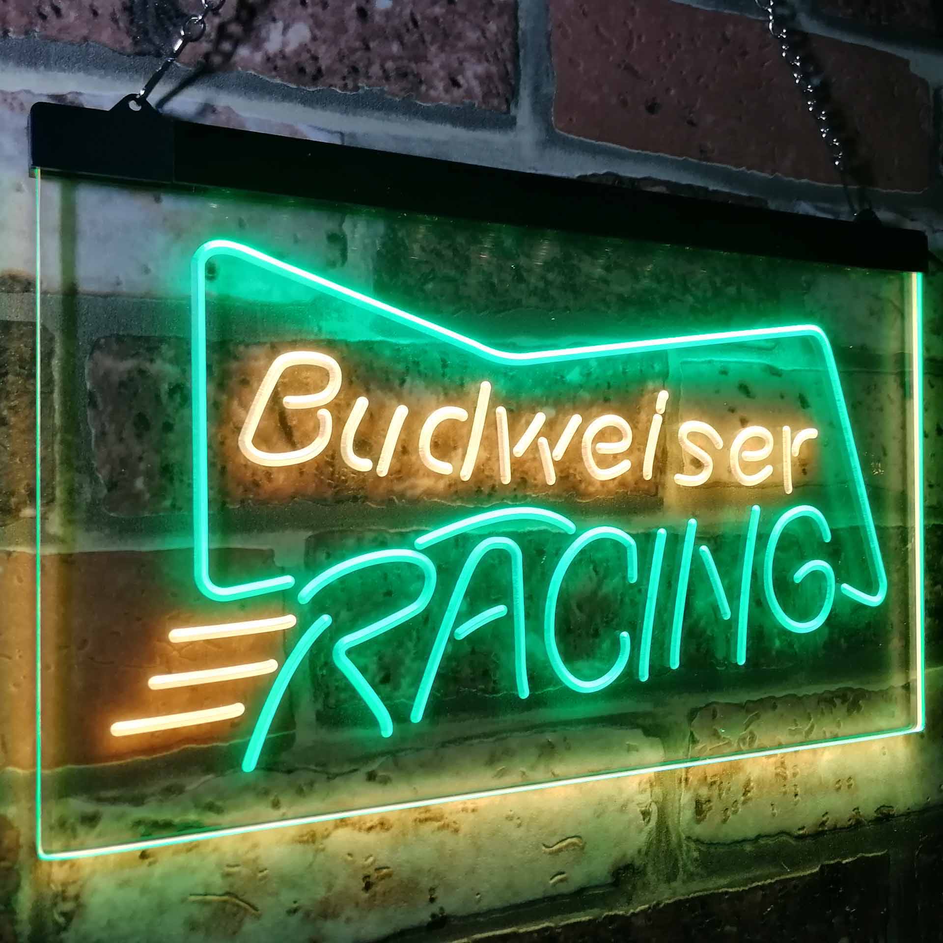 Budweiser Racing Car Beer Bar Neon LED Sign