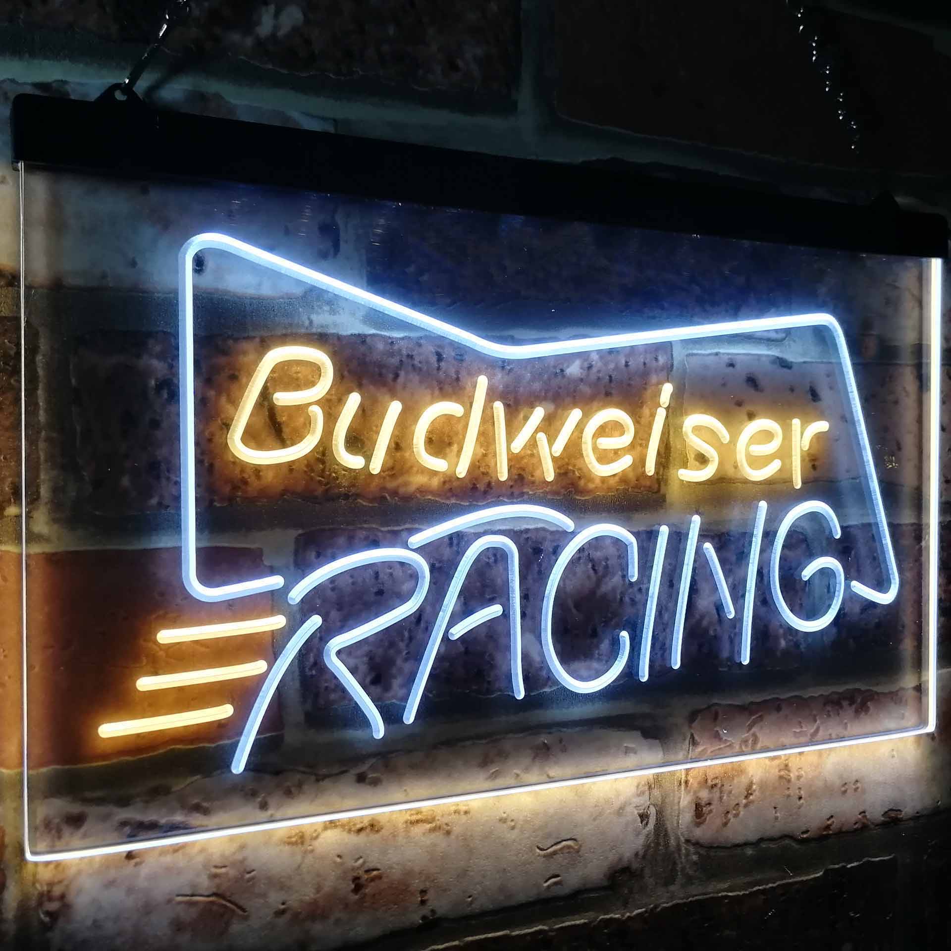 Budweiser Racing Car Beer Bar Neon LED Sign