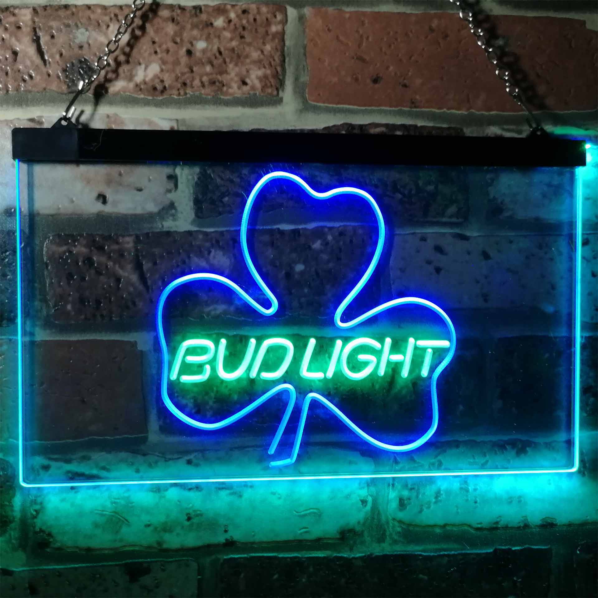 Bud Light Shamrock Beer Bar Neon LED Sign
