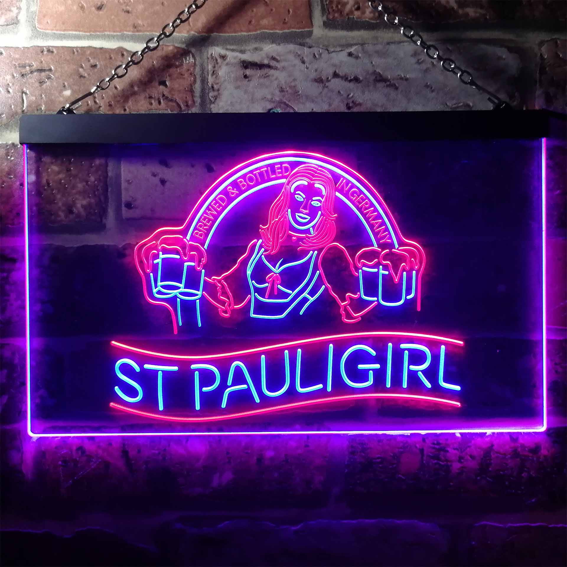 St. Paul Girl Beer Bar Man Cave Neon LED Sign