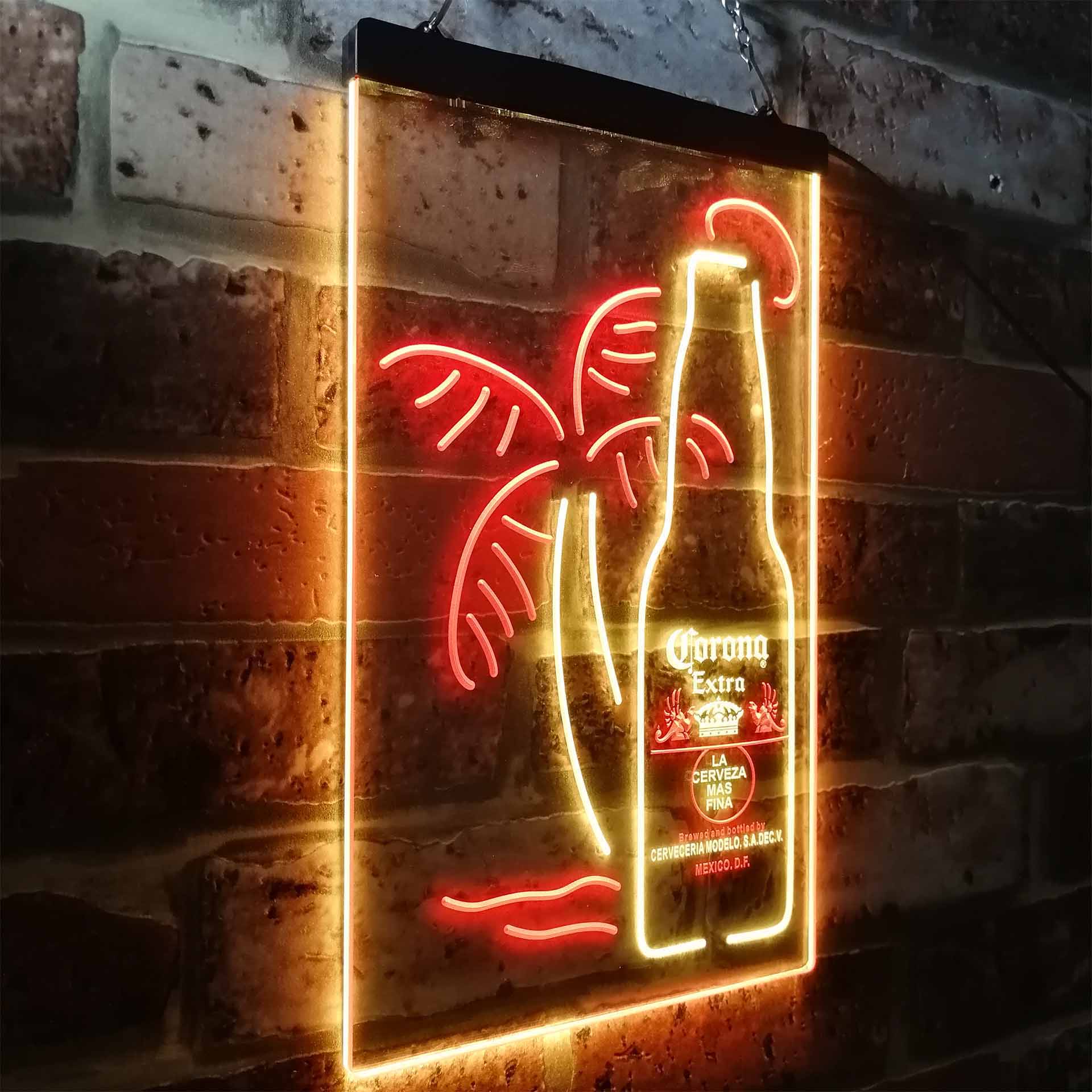 Corona Extra Bottle Palm Tree Neon LED Sign