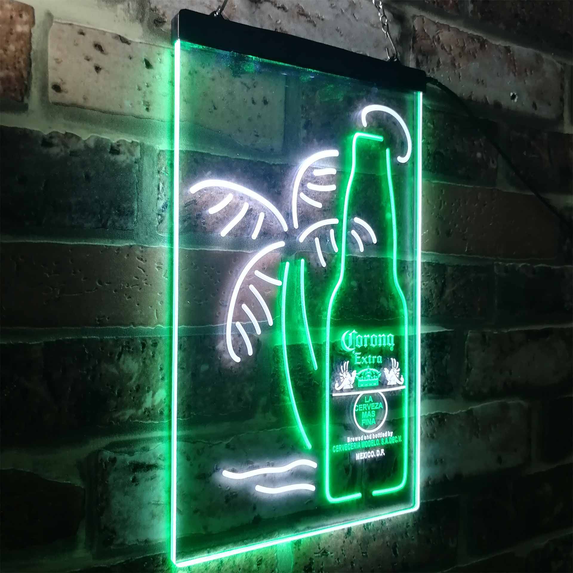 Corona Extra Bottle Palm Tree Neon LED Sign
