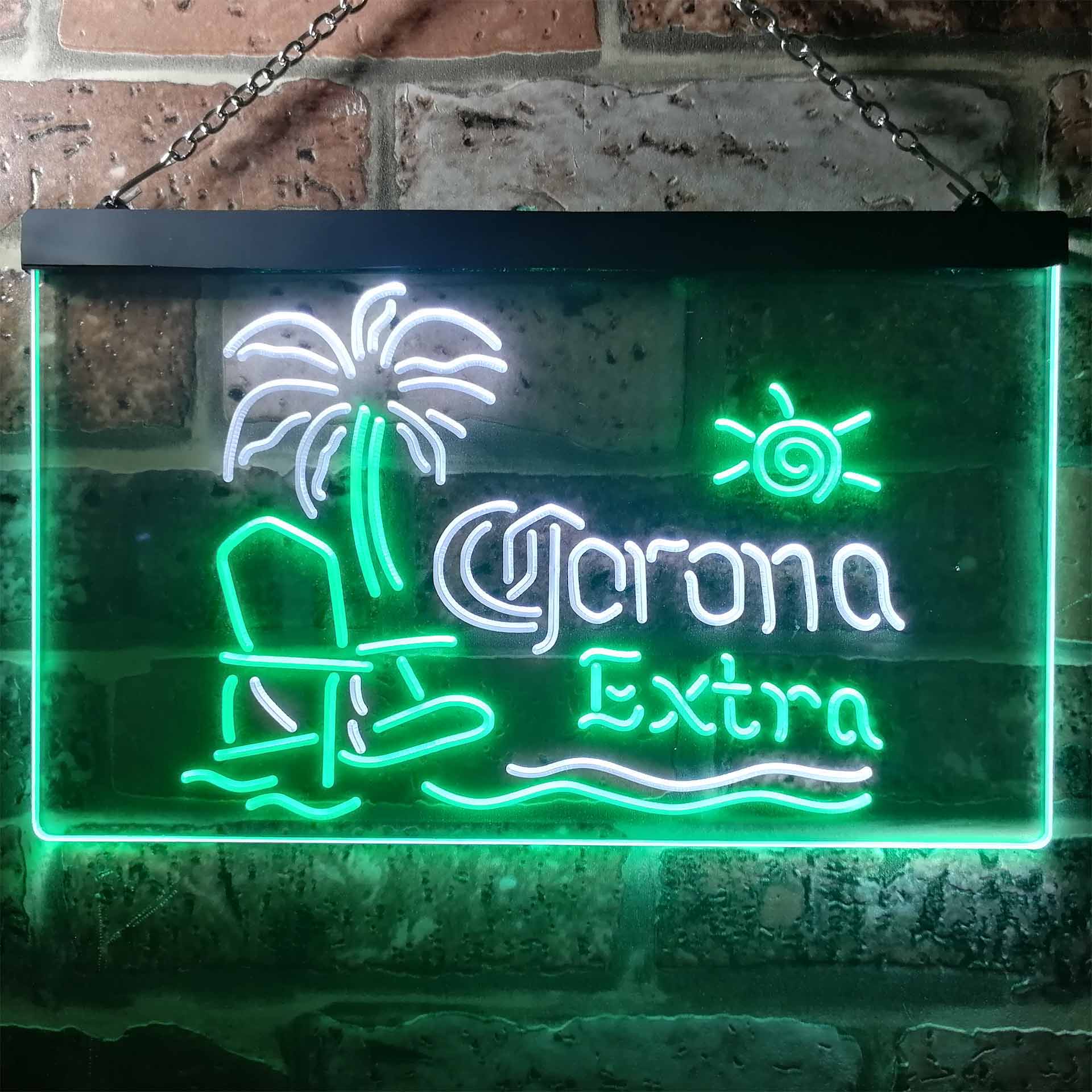 Corona Extra Palm Tree Beach Chair Neon LED Sign
