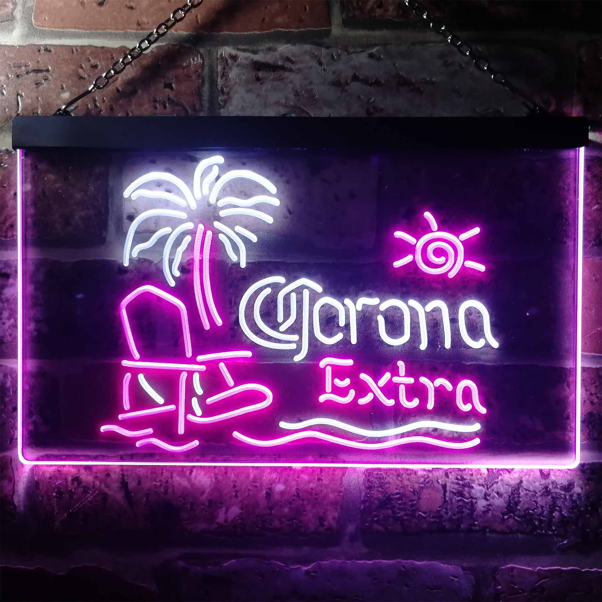 Corona Extra Palm Tree Beach Chair Neon LED Sign