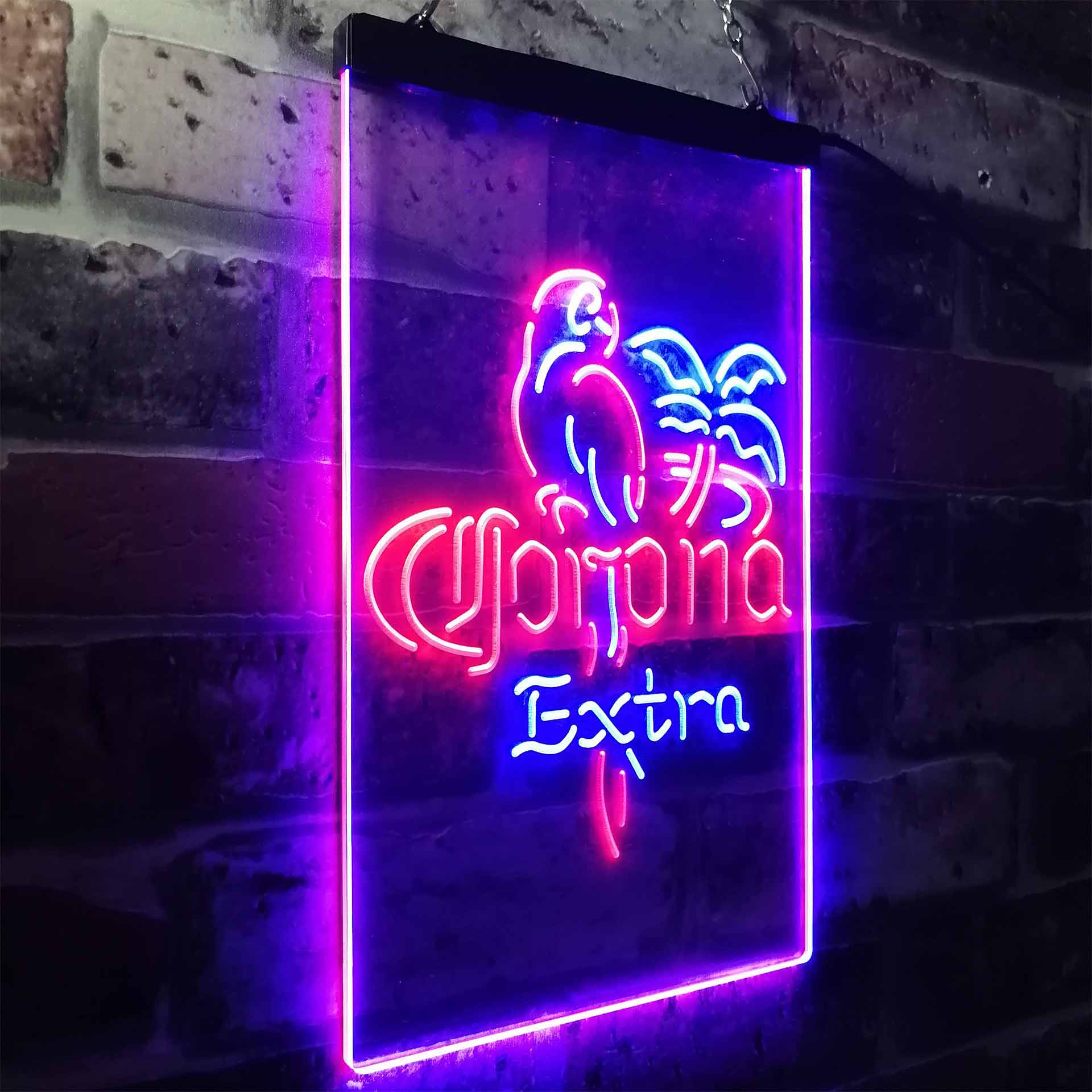 Corona Extra Parrot Bird Palm Tree Neon LED Sign