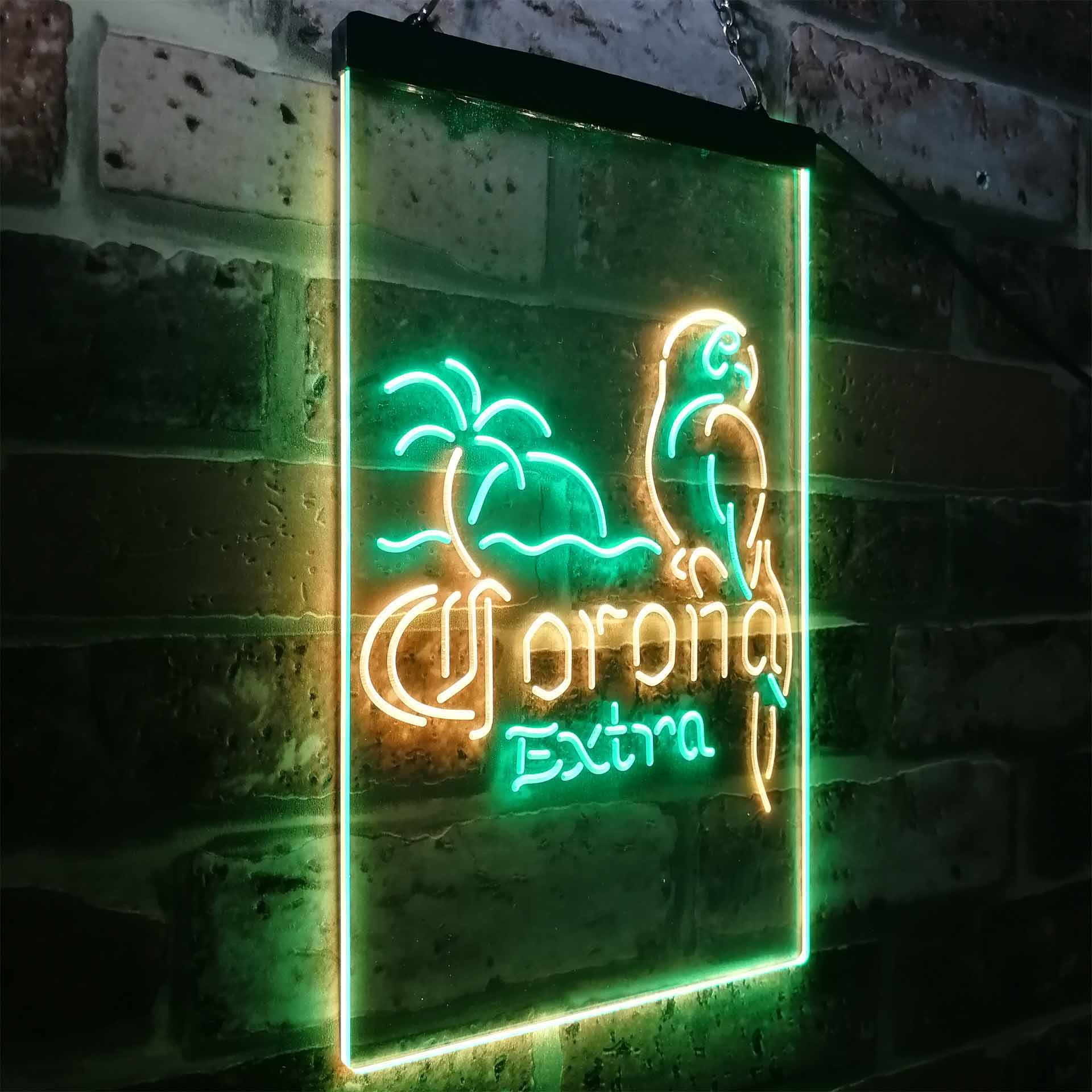 Corona Parrot Palm Tree Bar Beer Neon LED Sign