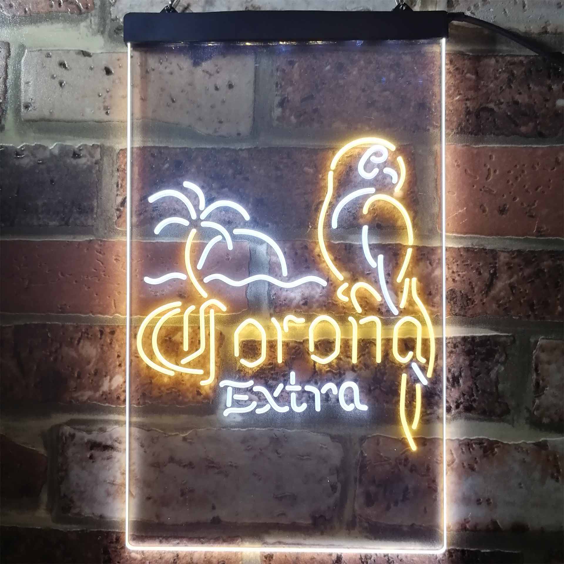 Corona Parrot Palm Tree Bar Beer Neon LED Sign