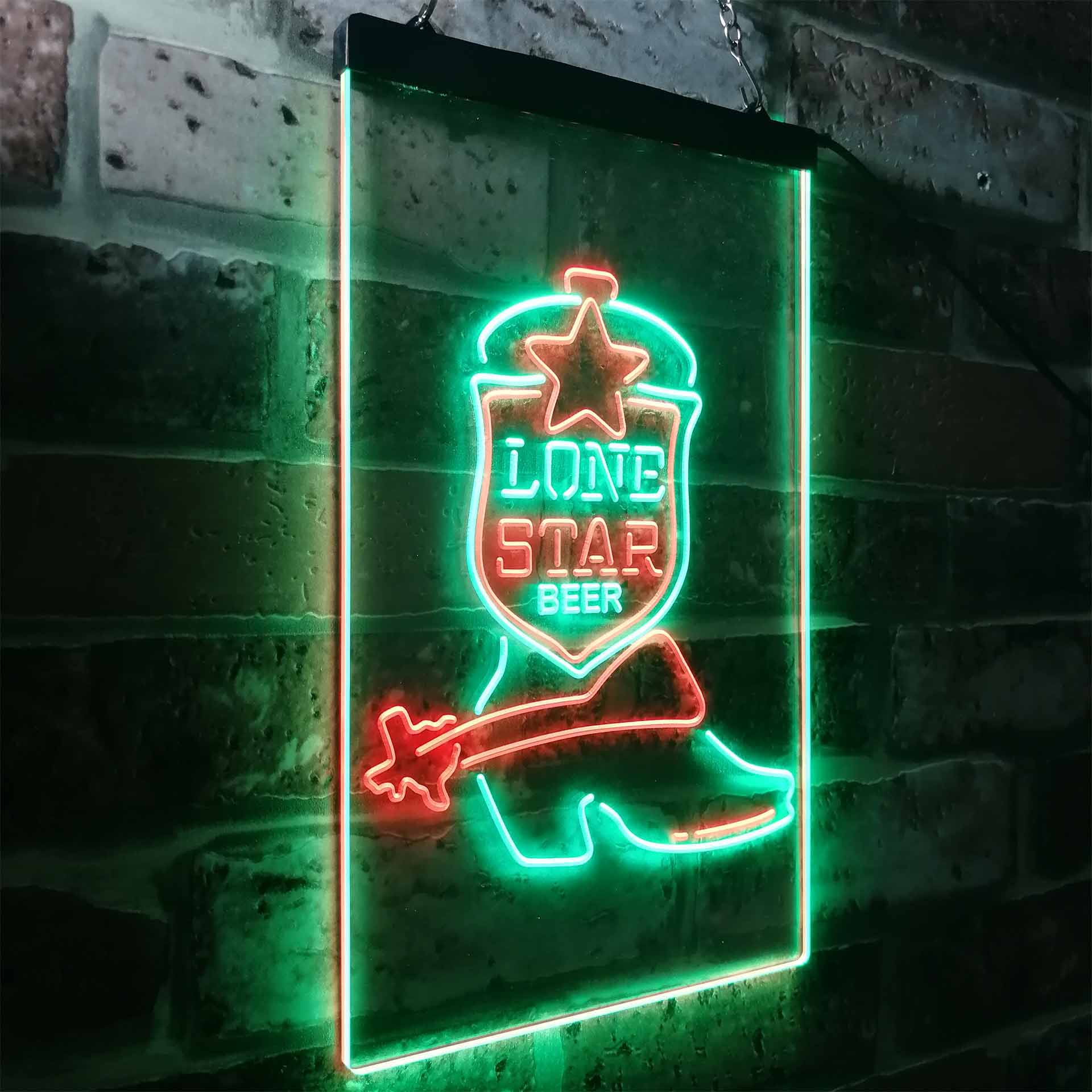 Lone Star Boot Beer Bar Neon LED Sign