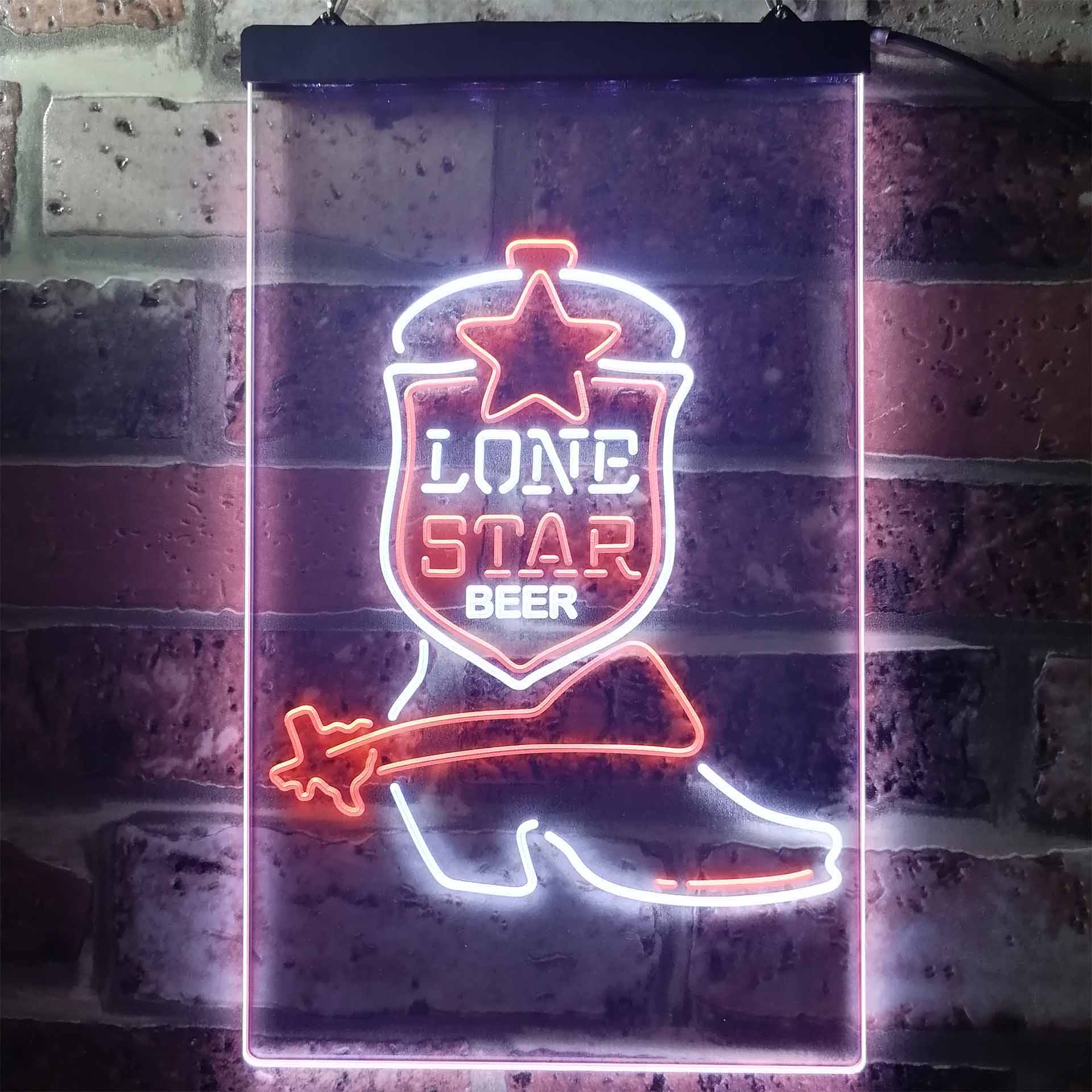 Lone Star Boot Beer Bar Neon LED Sign