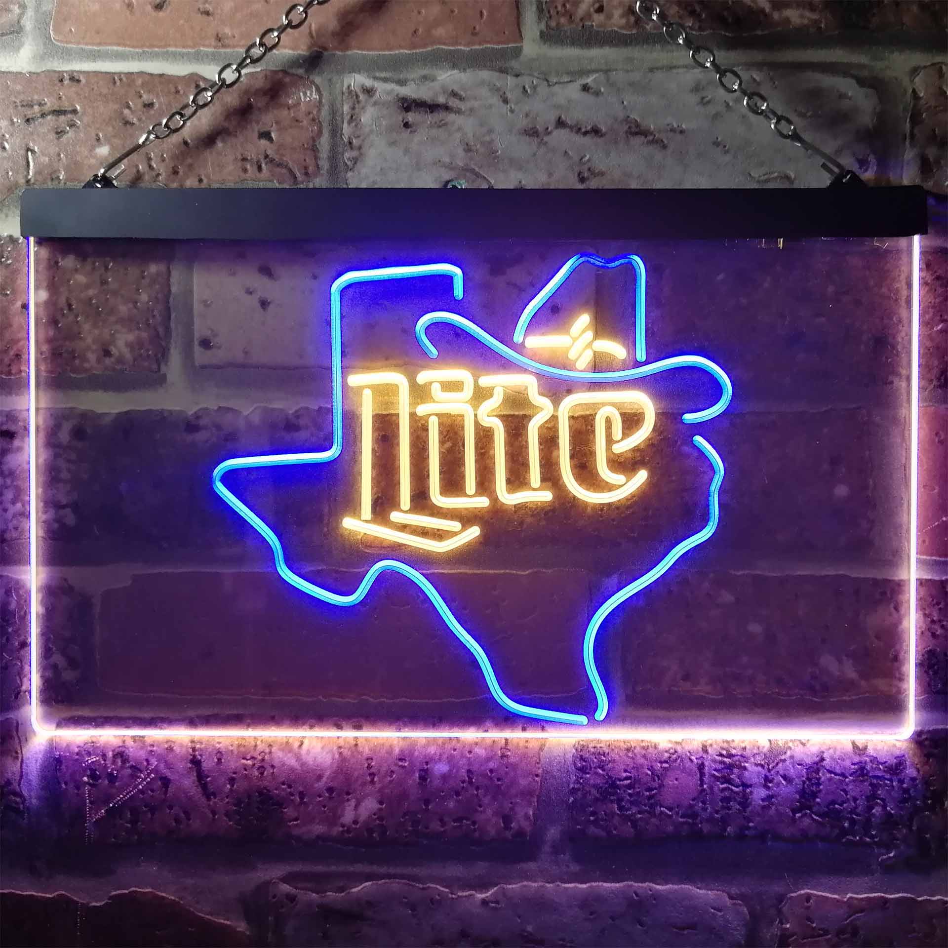 Miller Lite Cowboys Hat Texas Neon LED Sign