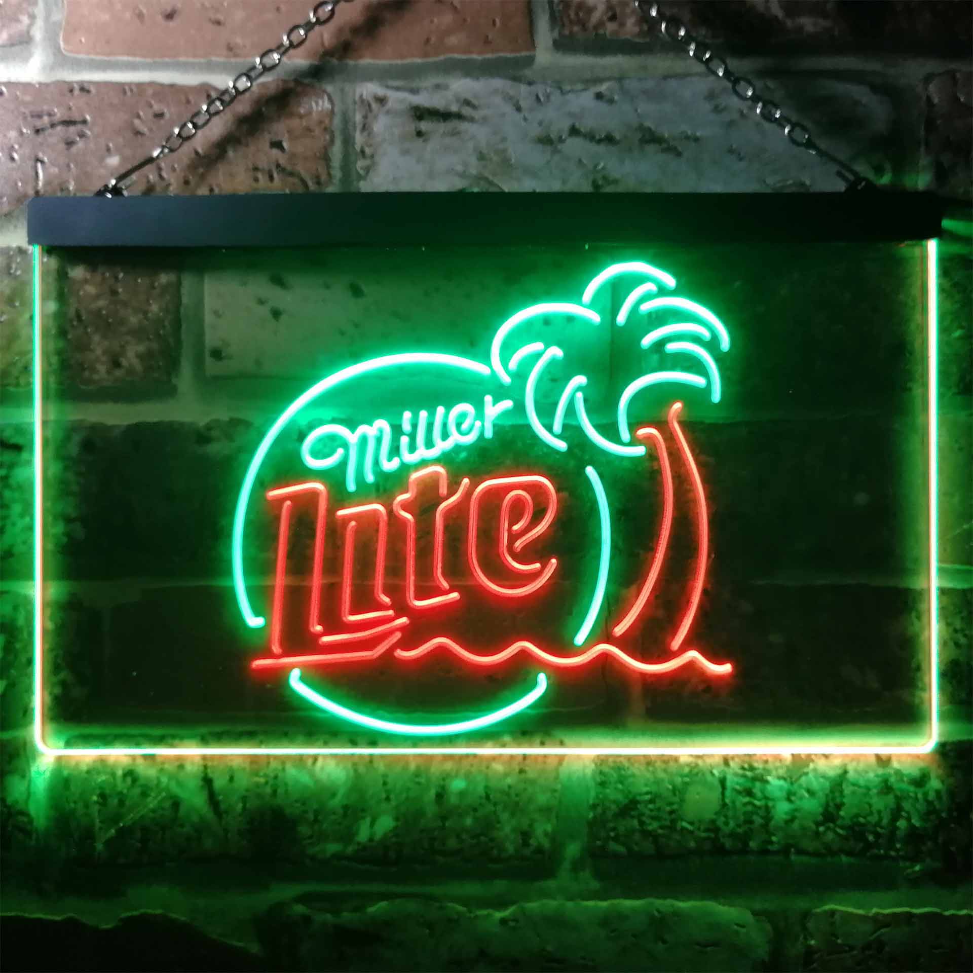 Miller Lite Palm Tree Beer Bar Neon LED Sign