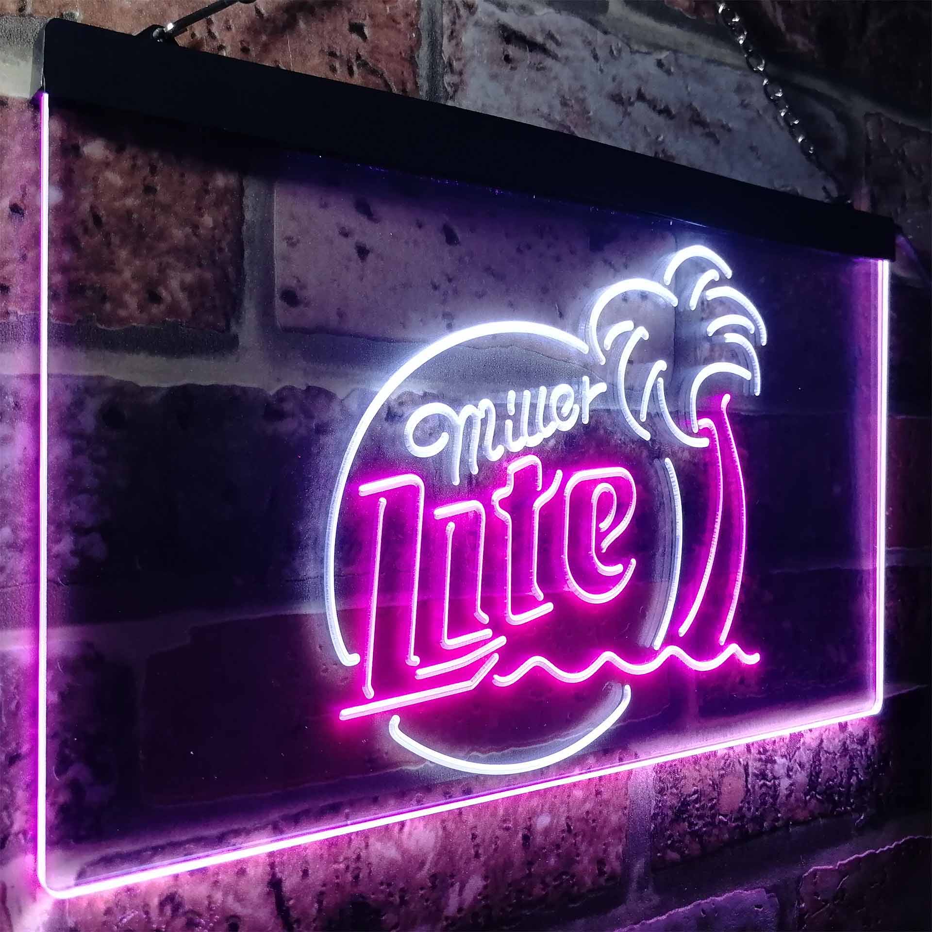 Miller Lite Palm Tree Beer Bar Neon LED Sign
