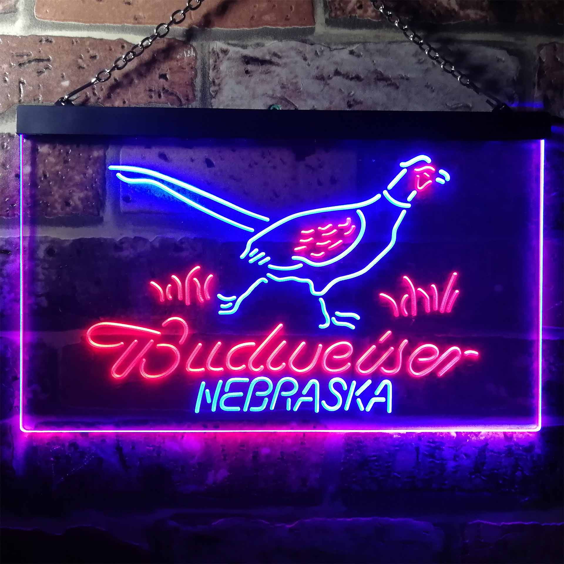 Nebraska Pheasant Hunter Budweiser's Neon LED Sign