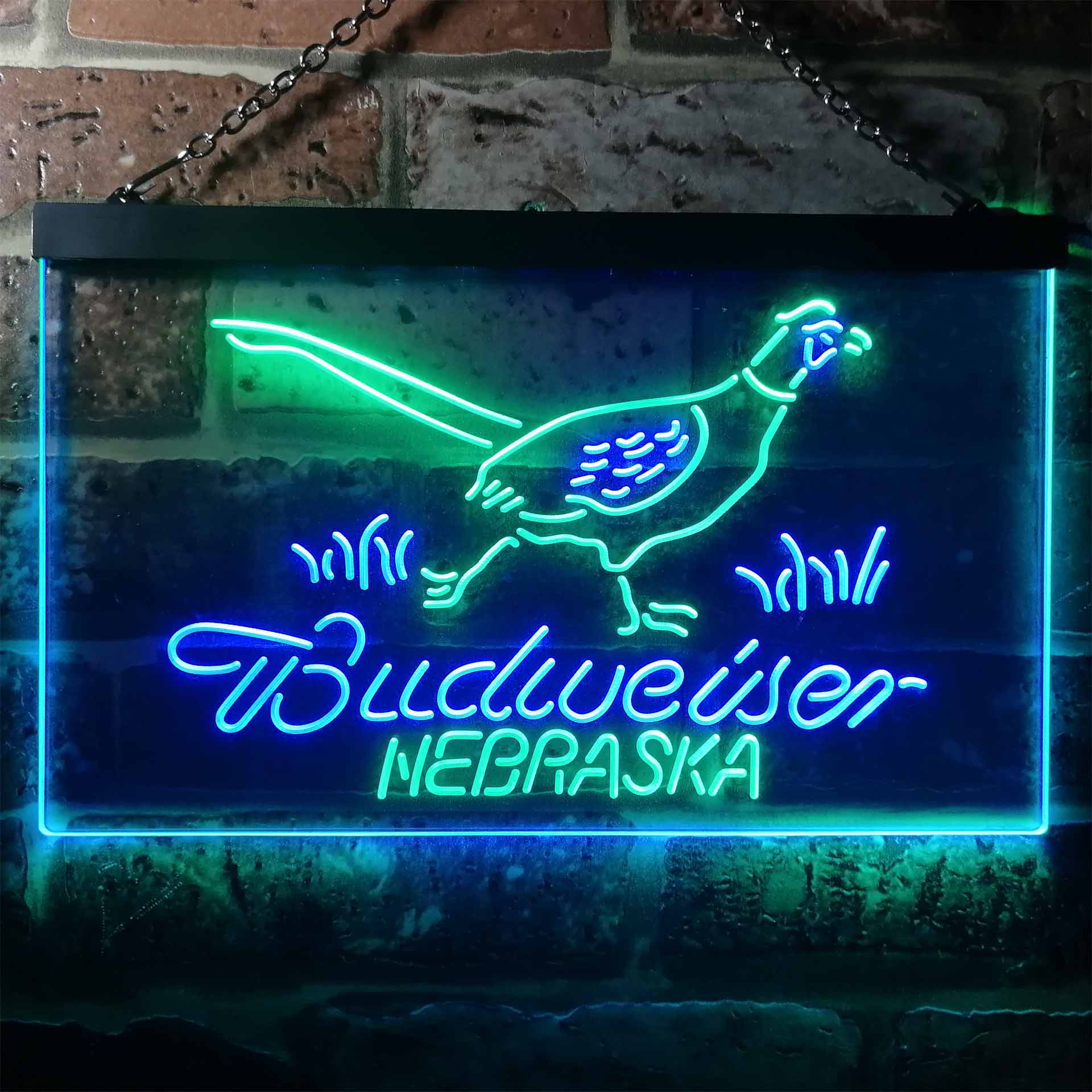 Nebraska Pheasant Hunter Budweiser's Neon LED Sign