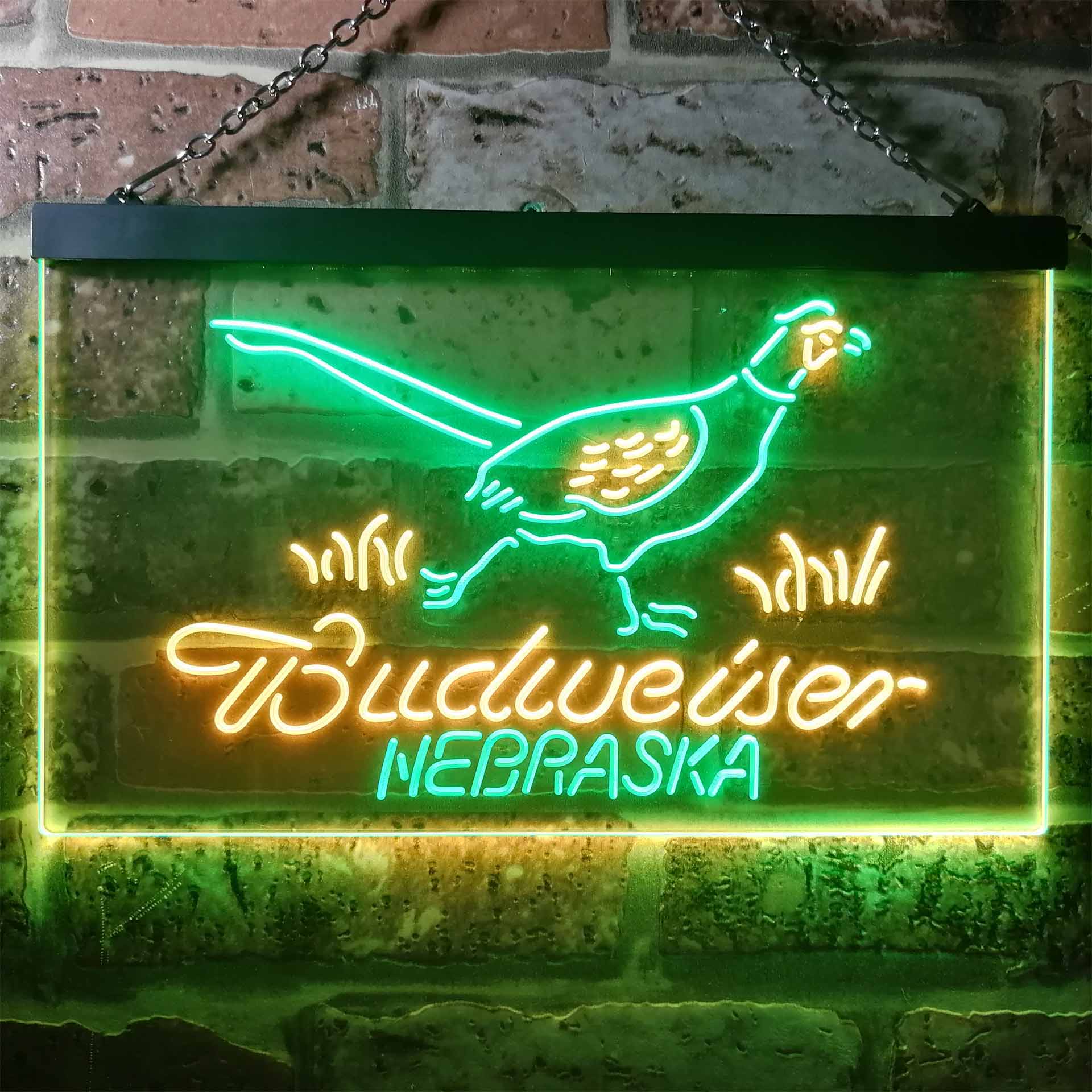 Nebraska Pheasant Hunter Budweiser's Neon LED Sign