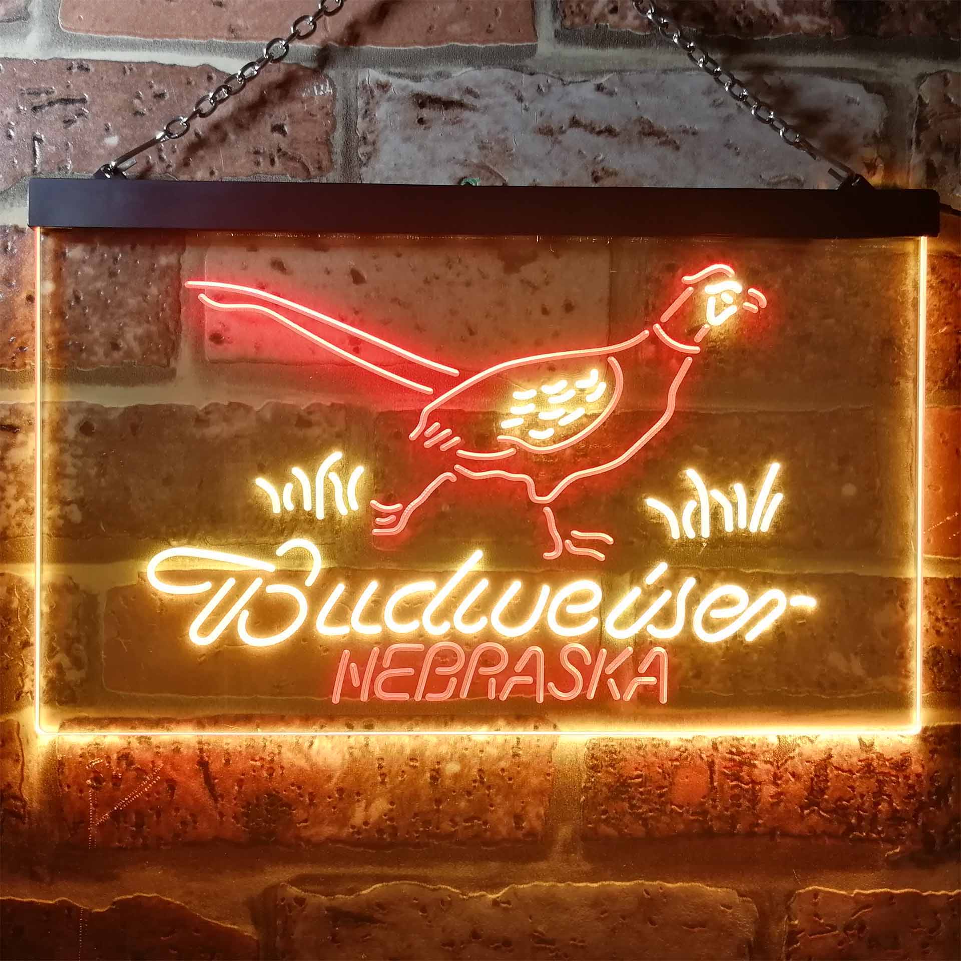 Nebraska Pheasant Hunter Budweiser's Neon LED Sign