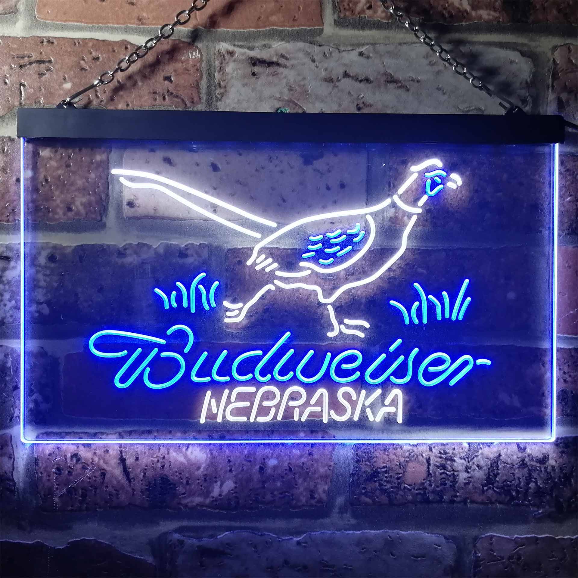 Nebraska Pheasant Hunter Budweiser's Neon LED Sign