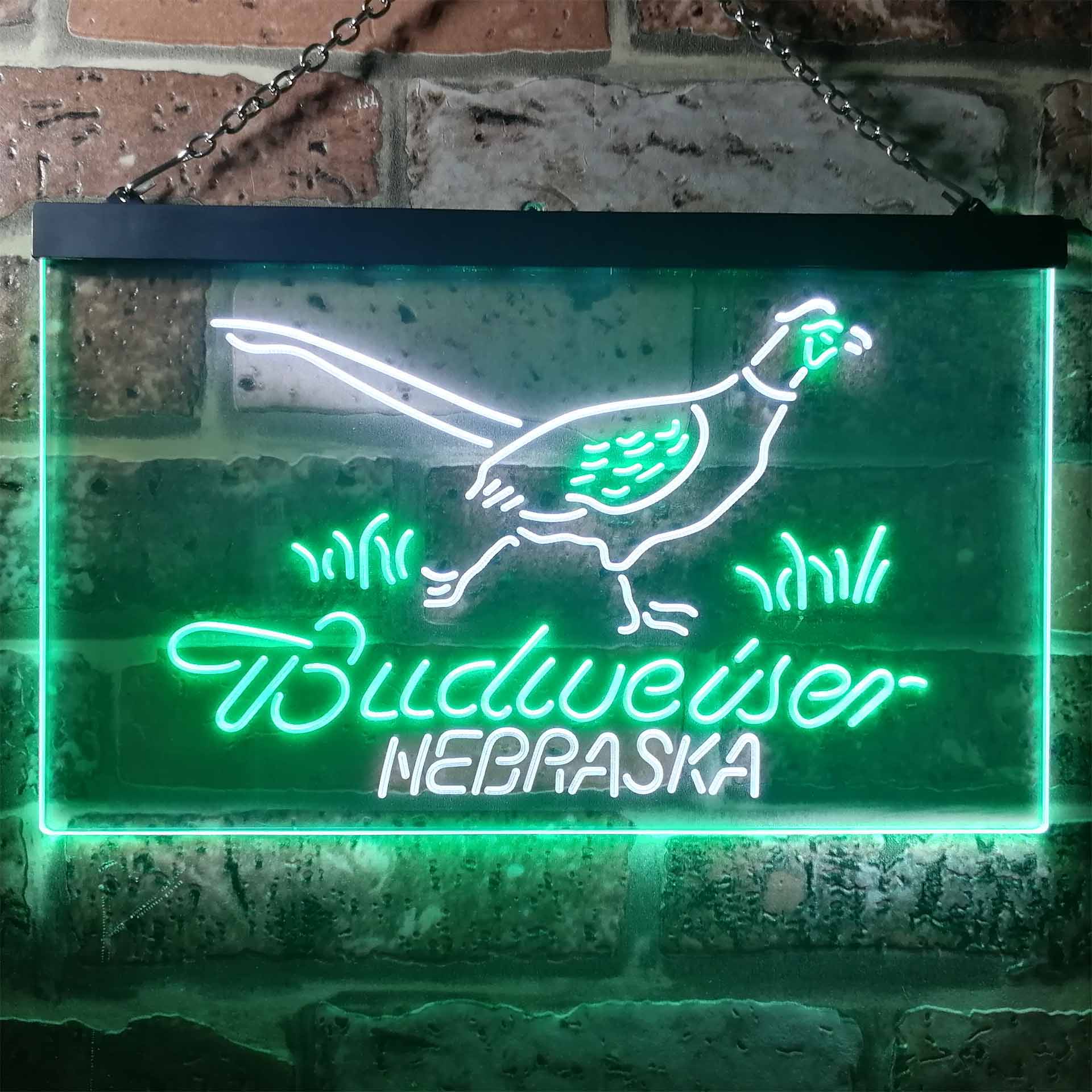 Nebraska Pheasant Hunter Budweiser's Neon LED Sign