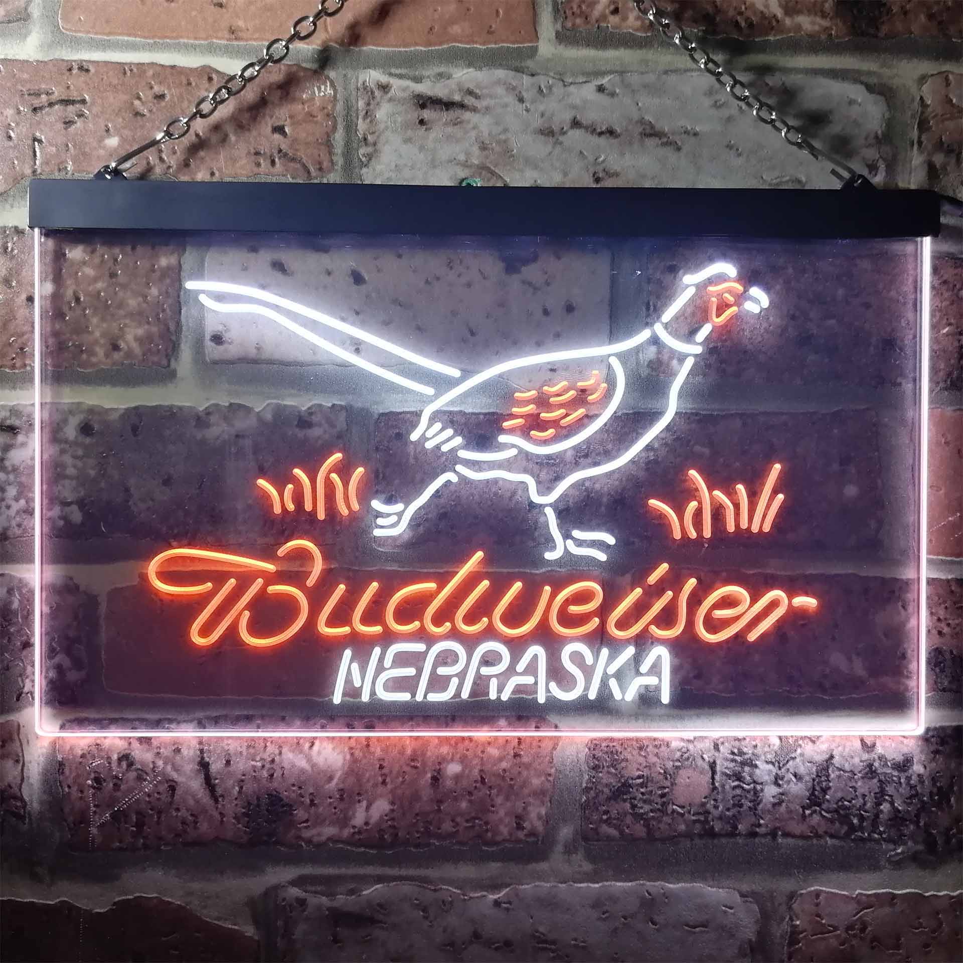 Nebraska Pheasant Hunter Budweiser's Neon LED Sign