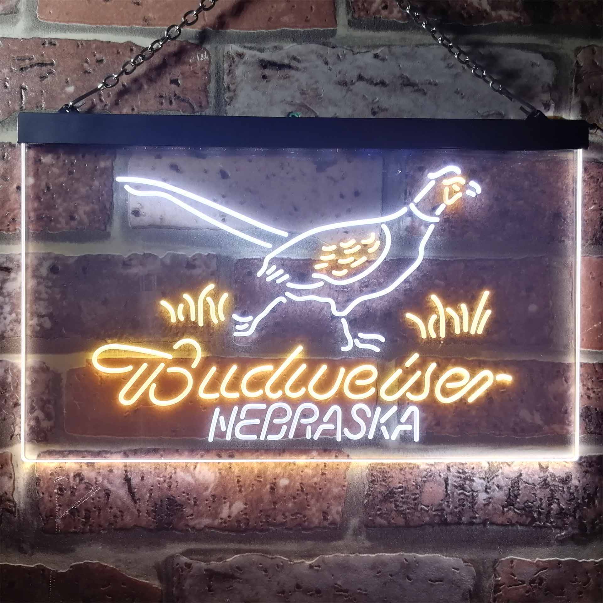 Nebraska Pheasant Hunter Budweiser's Neon LED Sign