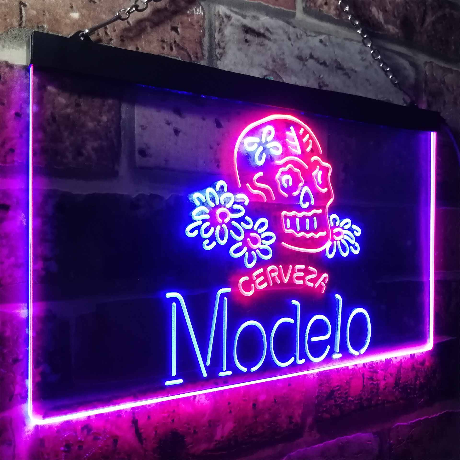 Cerveza Modelo Skull Bar Neon LED Sign