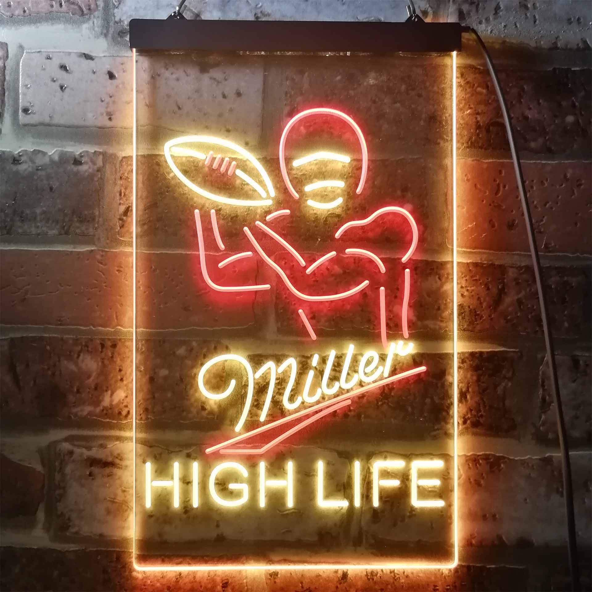 Miller Lite High Life Football Neon LED Sign