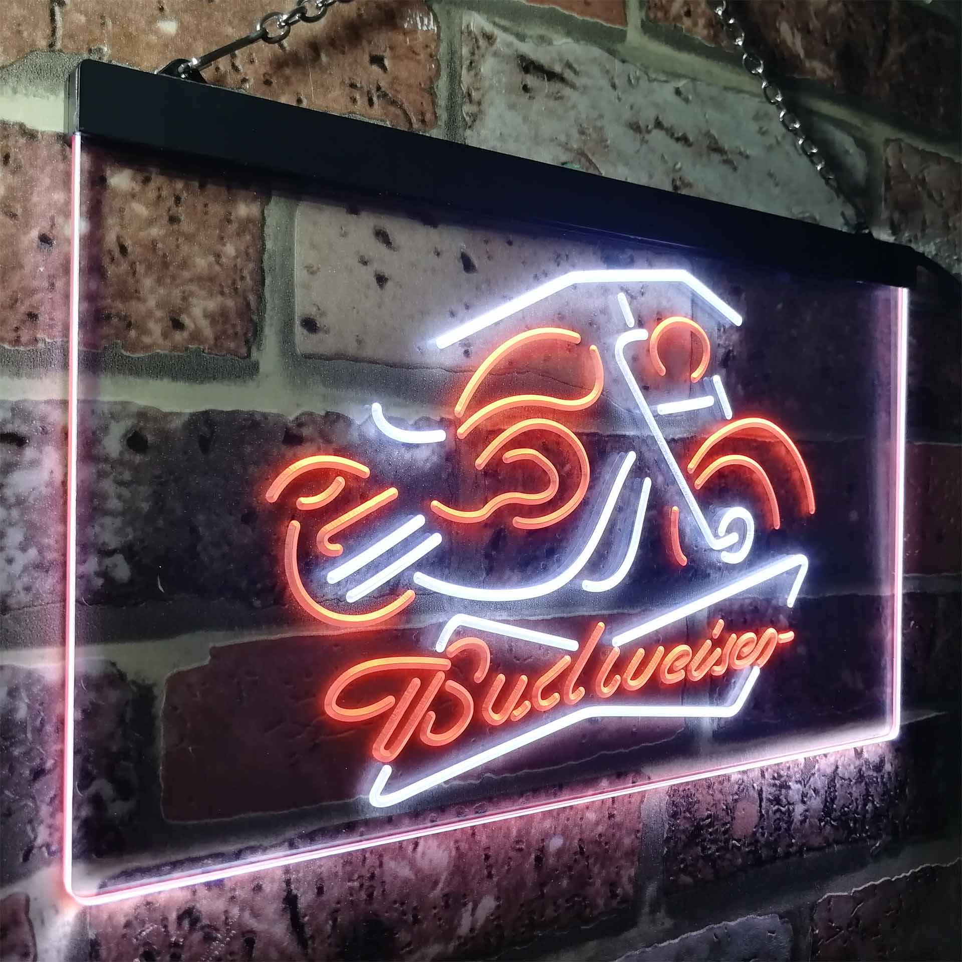Budweiser Beer Motorcycle Neon LED Sign