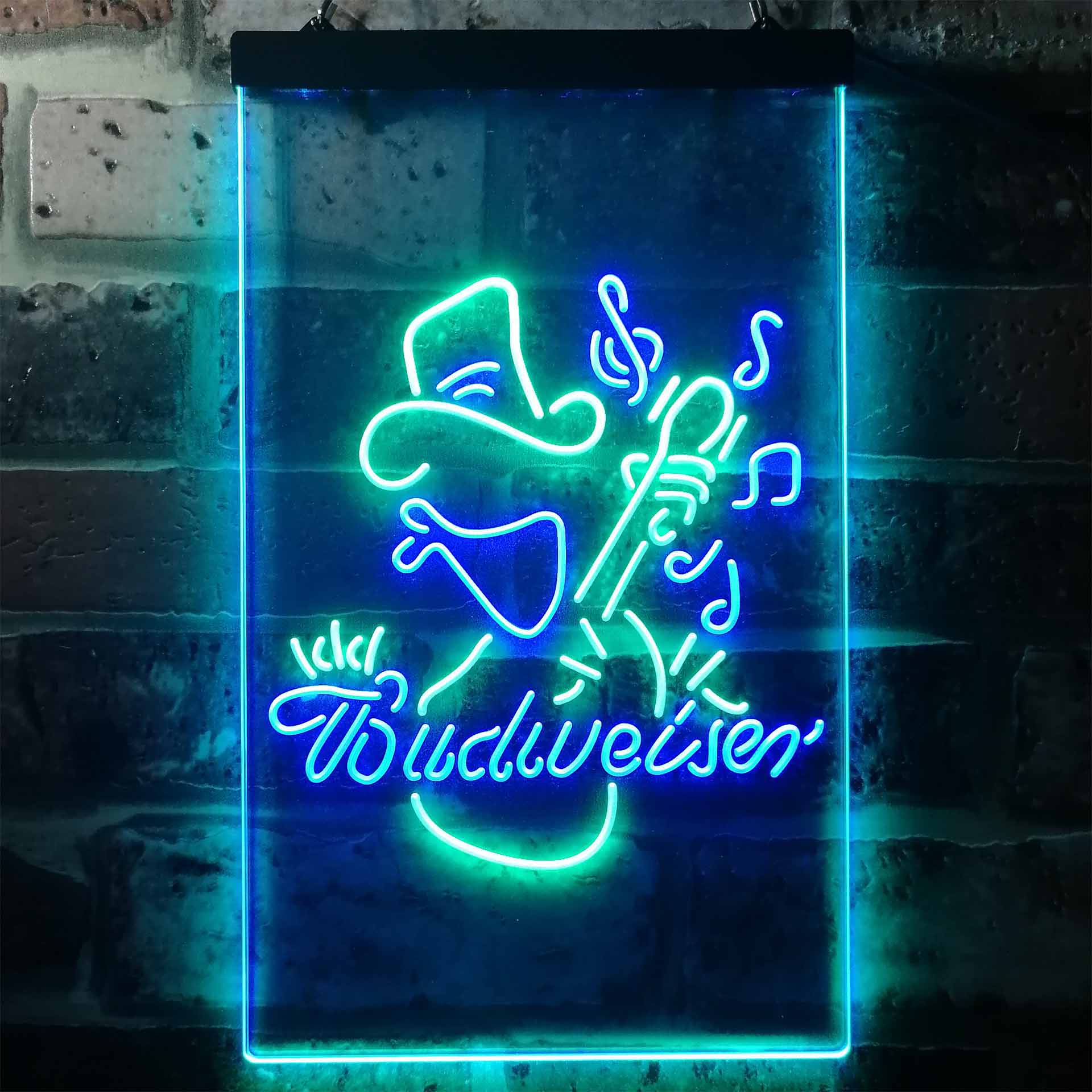 Budweiser Cowboy Play Guitar Neon LED Sign