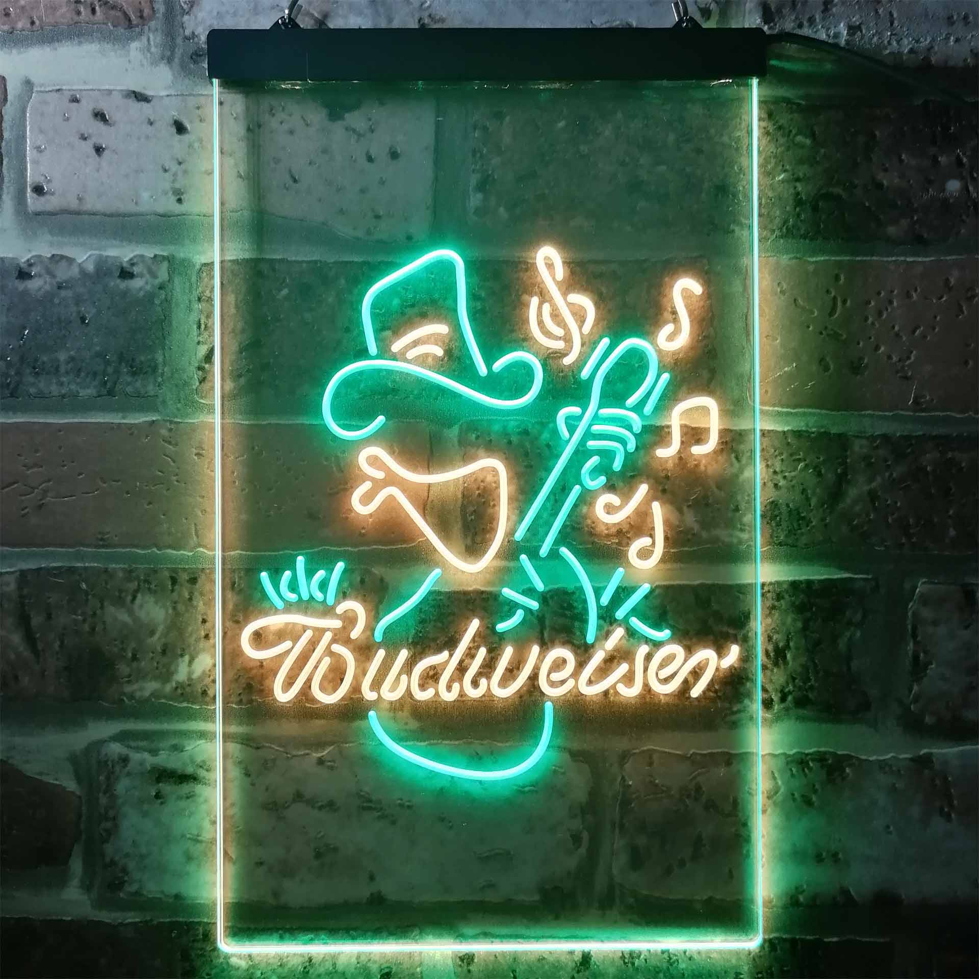 Budweiser Cowboy Play Guitar Neon LED Sign