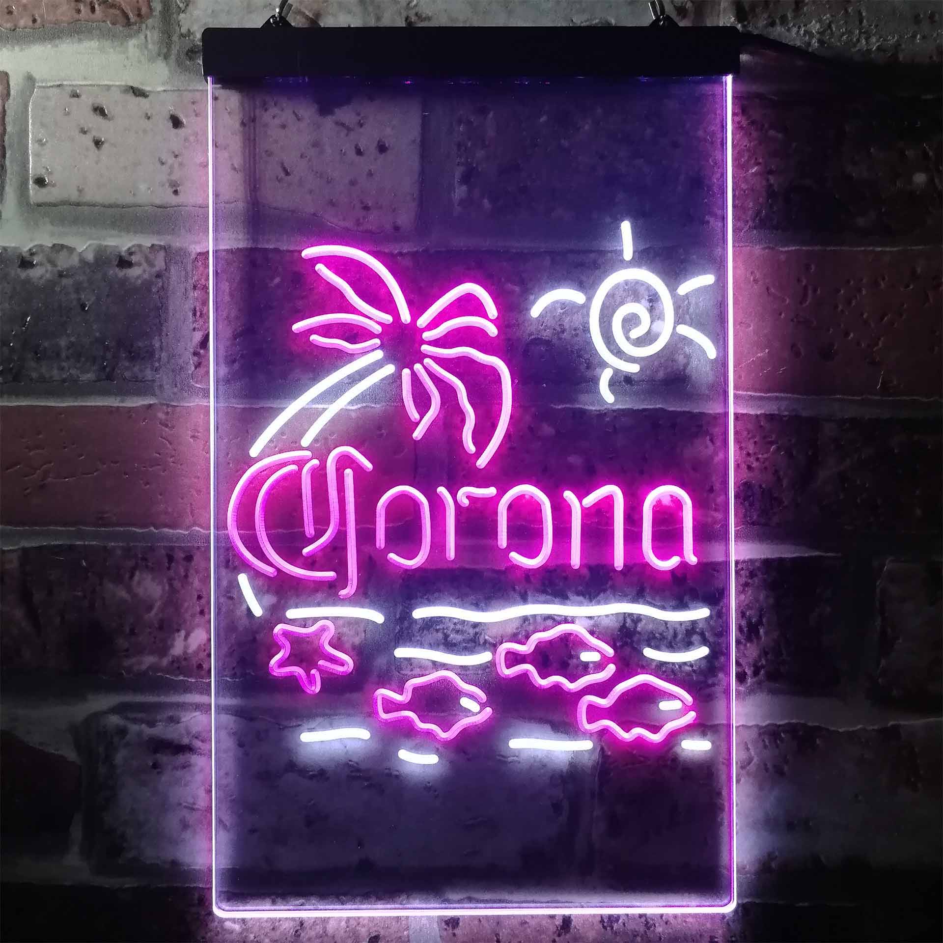Corona Fish Sun Palm Island Neon LED Sign