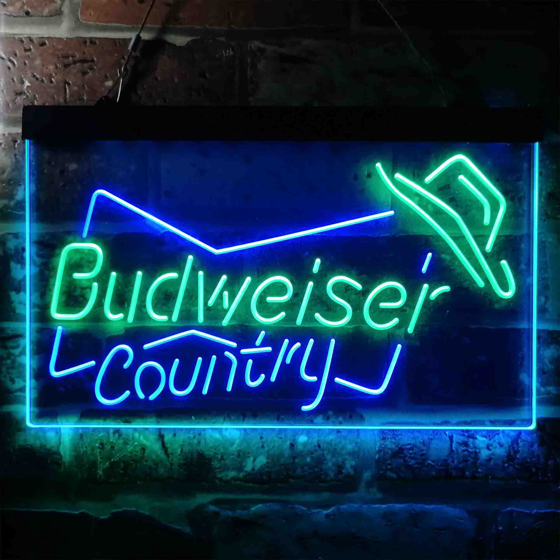 Budweiser Country Cowboys Bowtie Hat Neon LED Sign