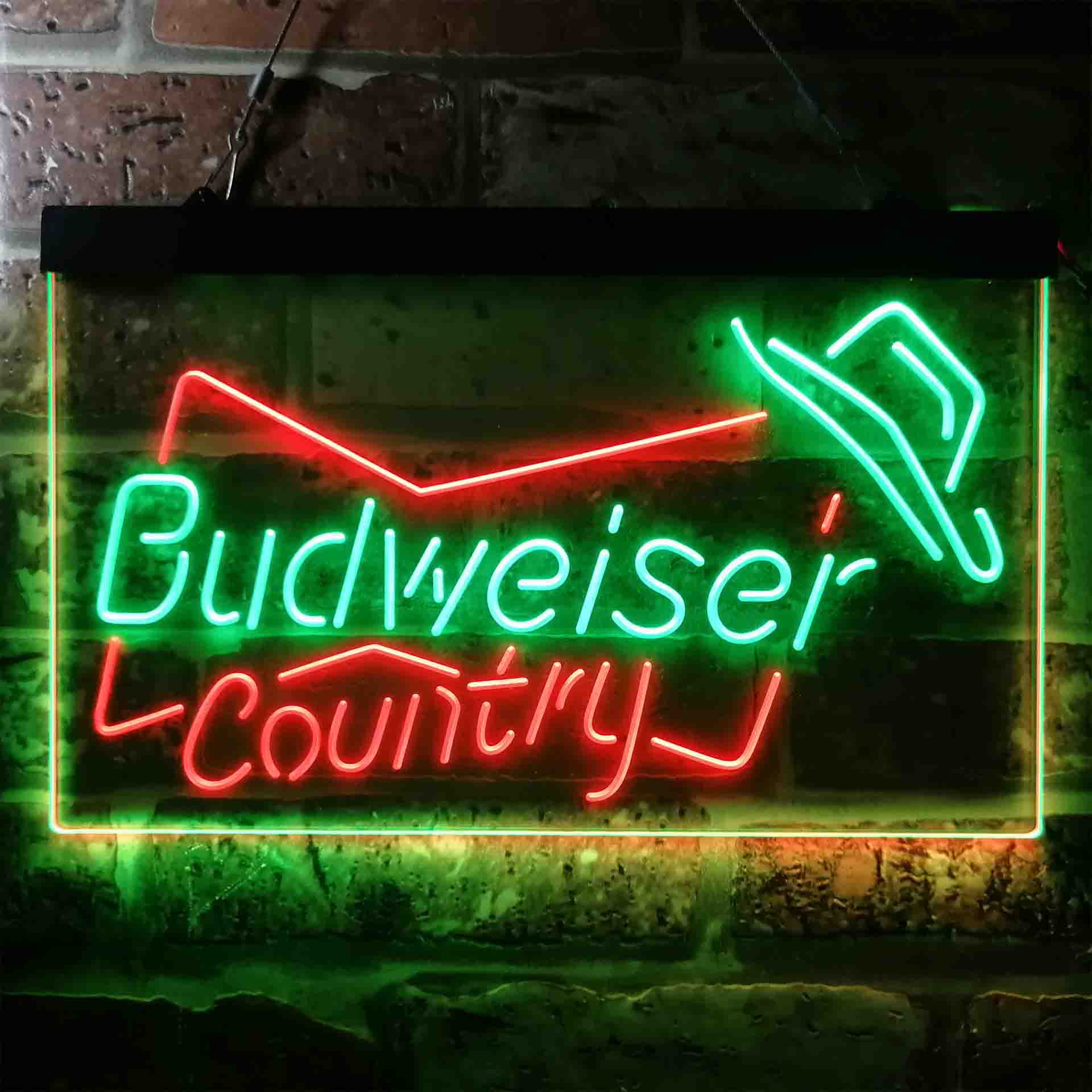 Budweiser Country Cowboys Bowtie Hat Neon LED Sign