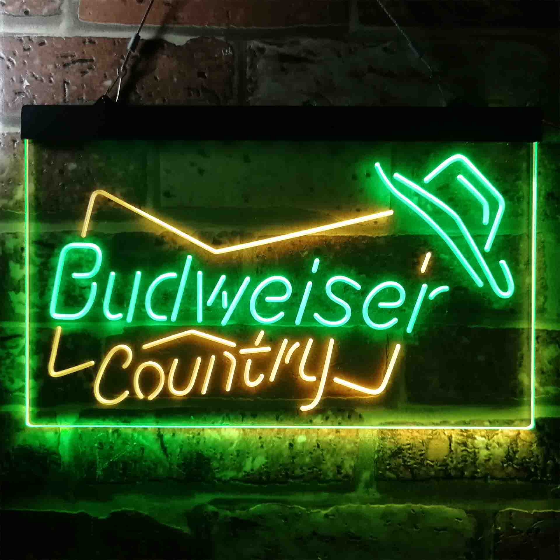 Budweiser Country Cowboys Bowtie Hat Neon LED Sign