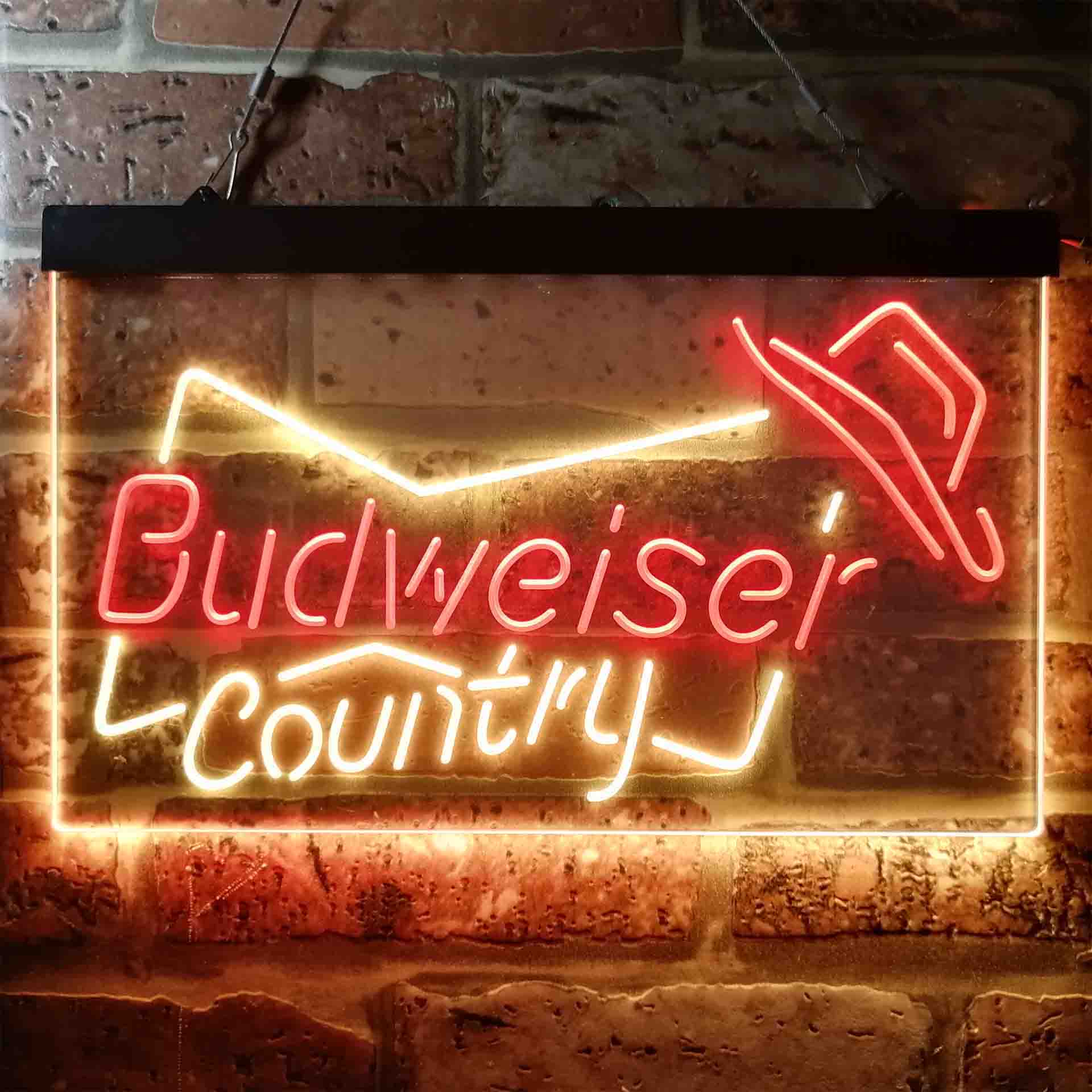 Budweiser Country Cowboys Bowtie Hat Neon LED Sign