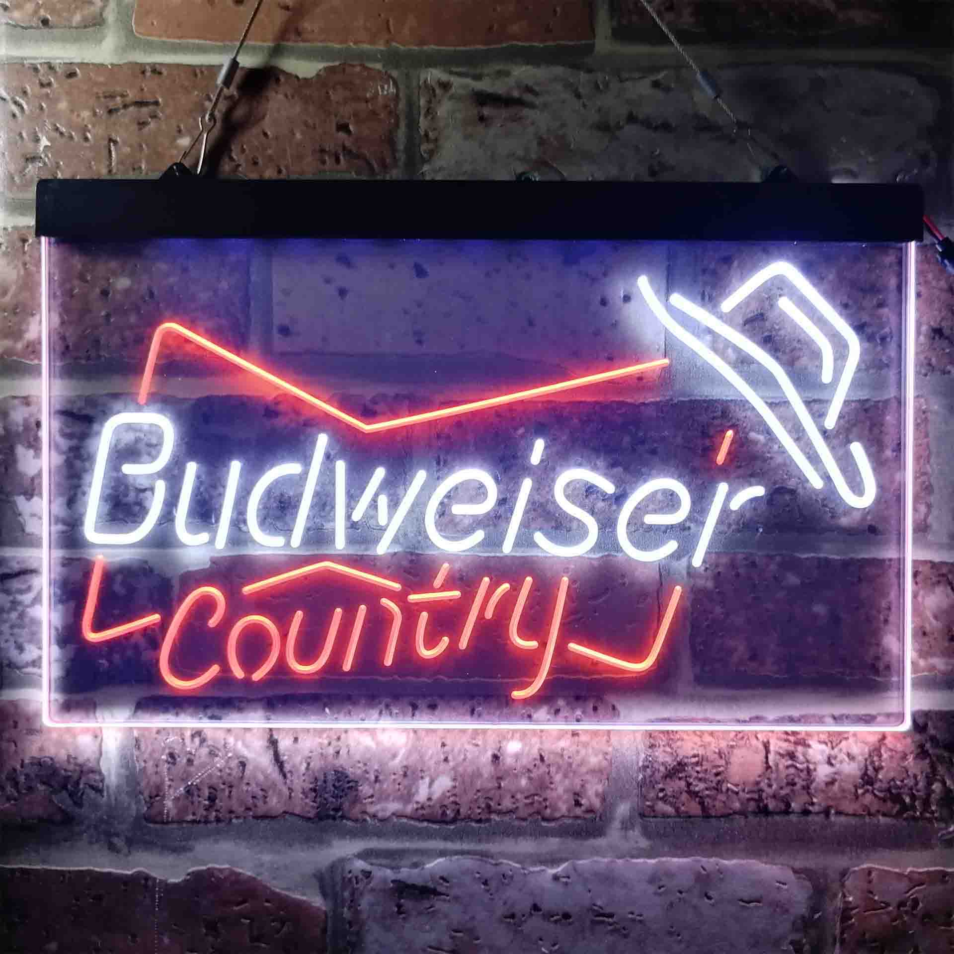 Budweiser Country Cowboys Bowtie Hat Neon LED Sign