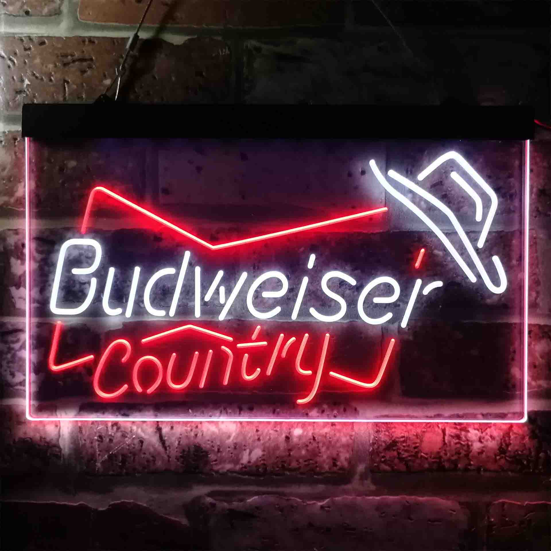 Budweiser Country Cowboys Bowtie Hat Neon LED Sign