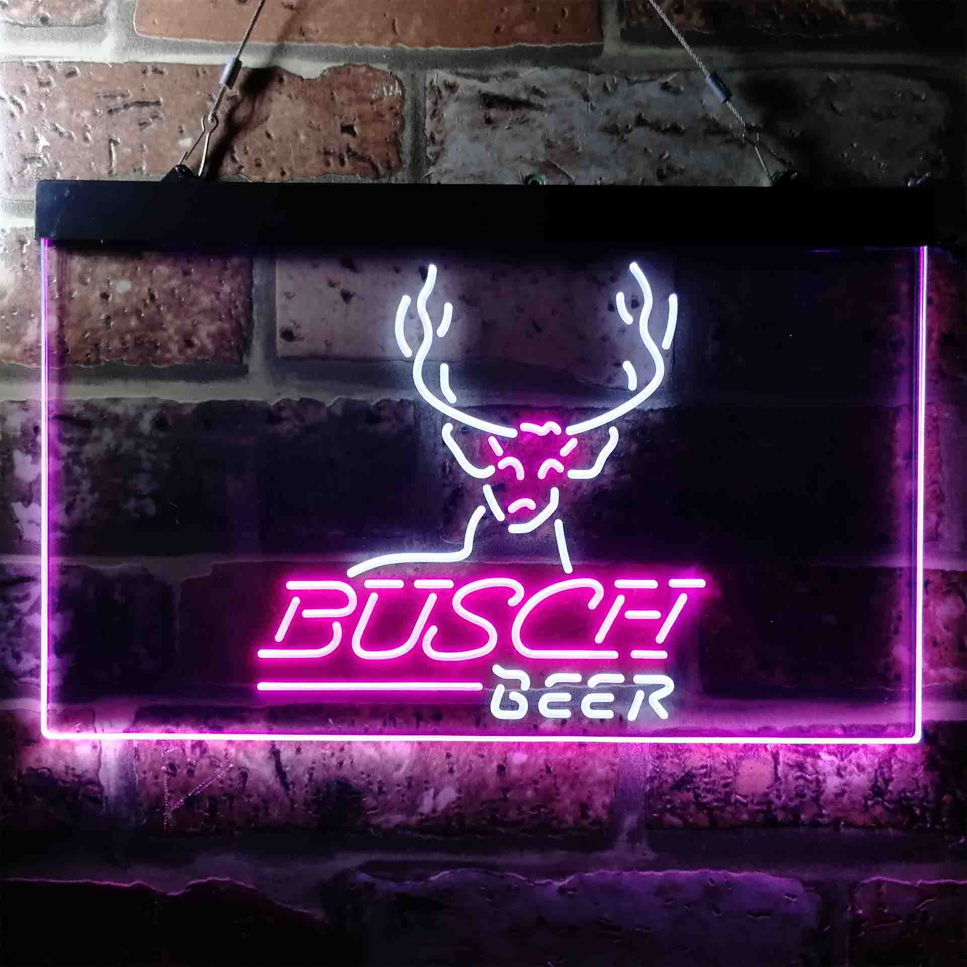 Busch Beer Cabin Deer Hunt Neon LED Sign