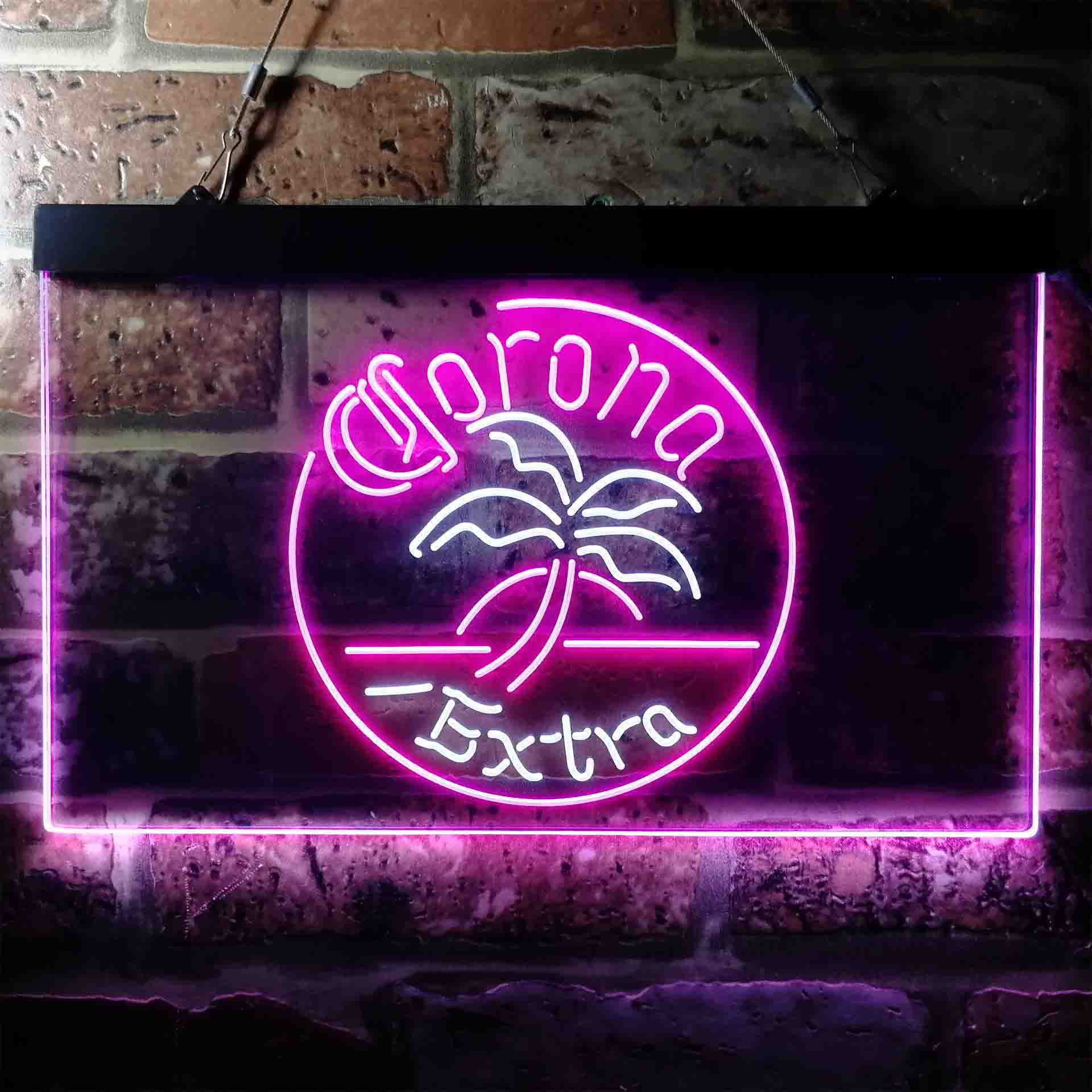 Corona Palm Tree Island Circle Neon LED Sign