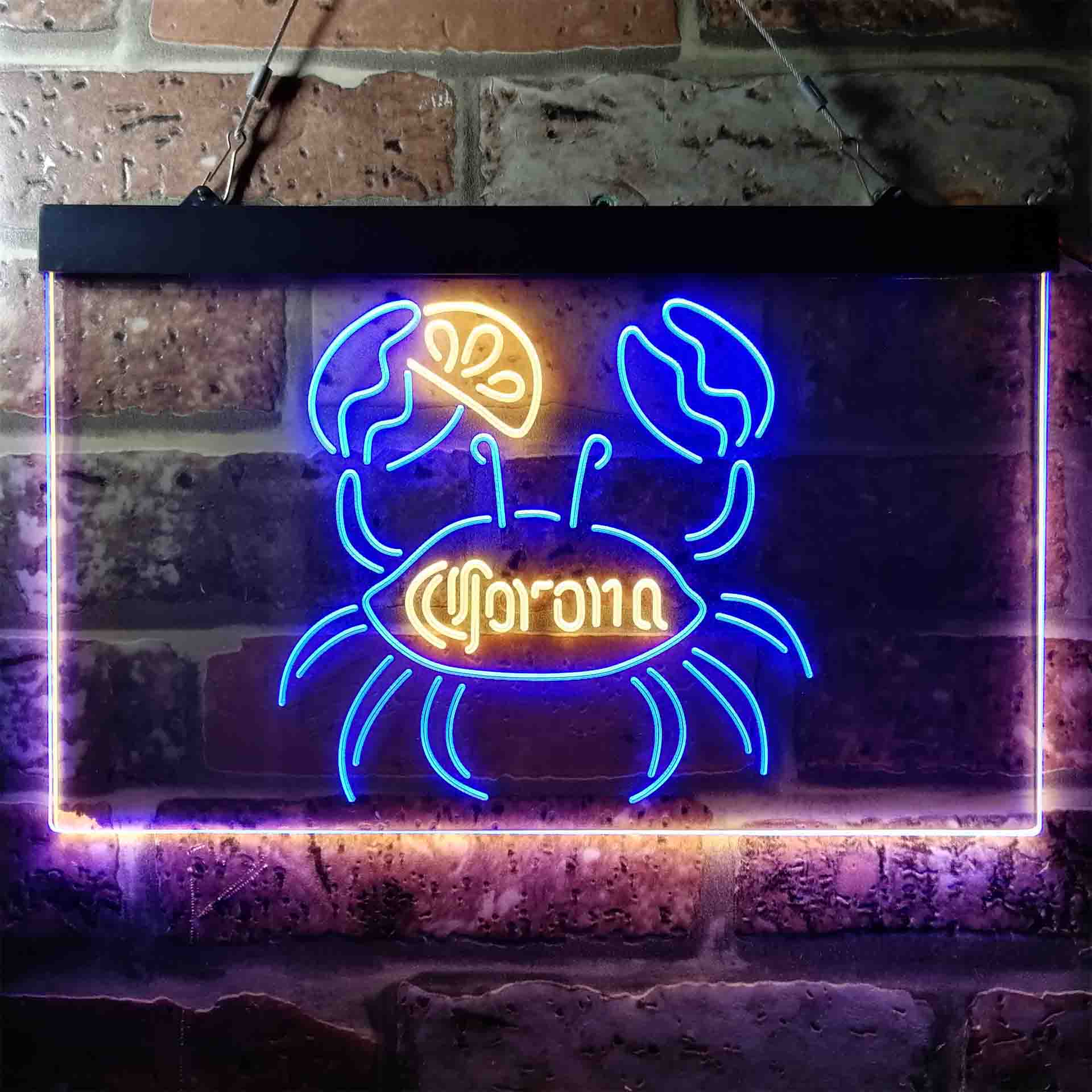 Corona Crab Lime Lemon Beer Neon LED Sign