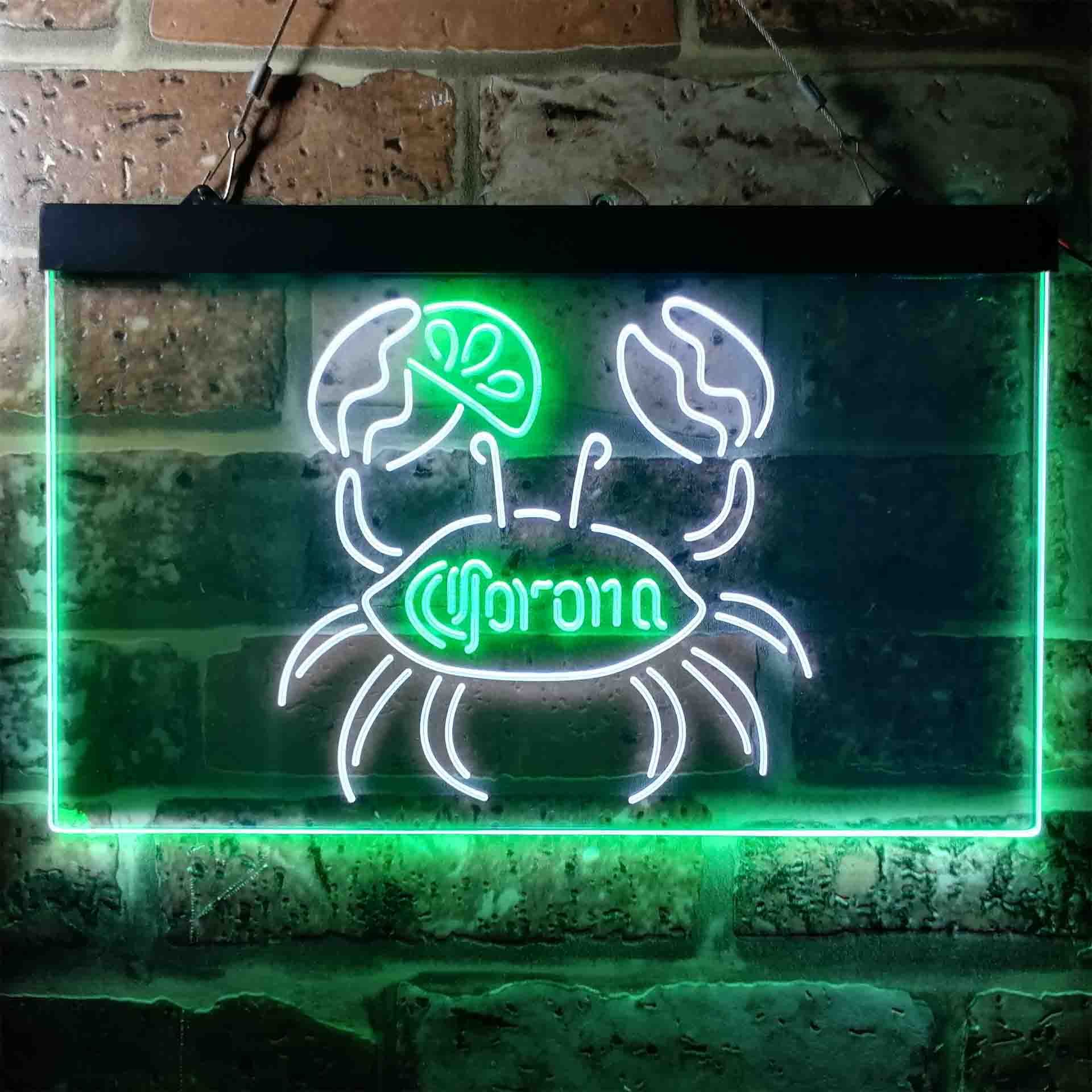 Corona Crab Lime Lemon Beer Neon LED Sign
