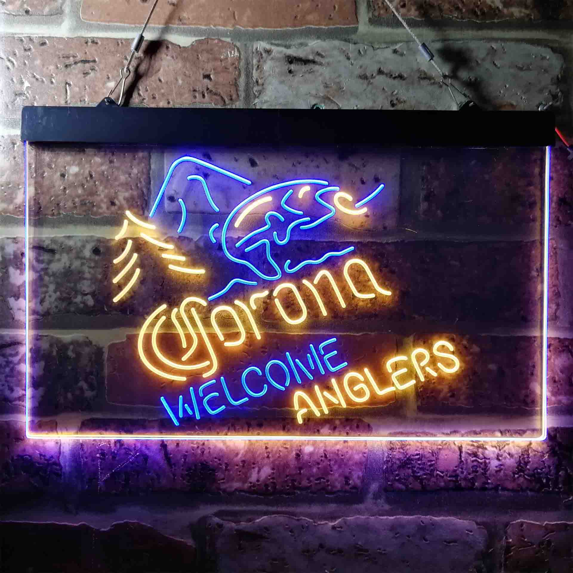 Corona Fishing Welcome Anglers Neon LED Sign