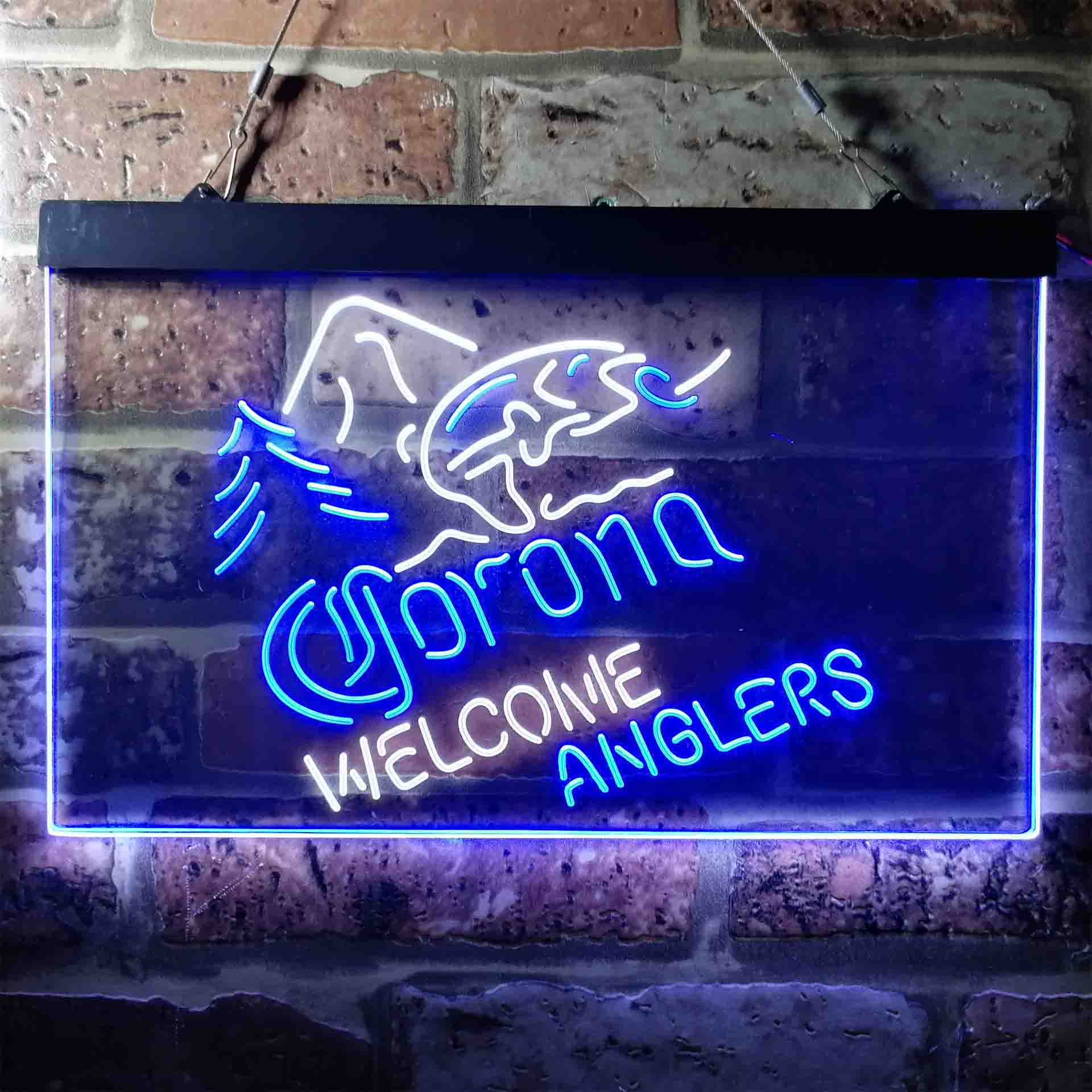 Corona Fishing Welcome Anglers Neon LED Sign